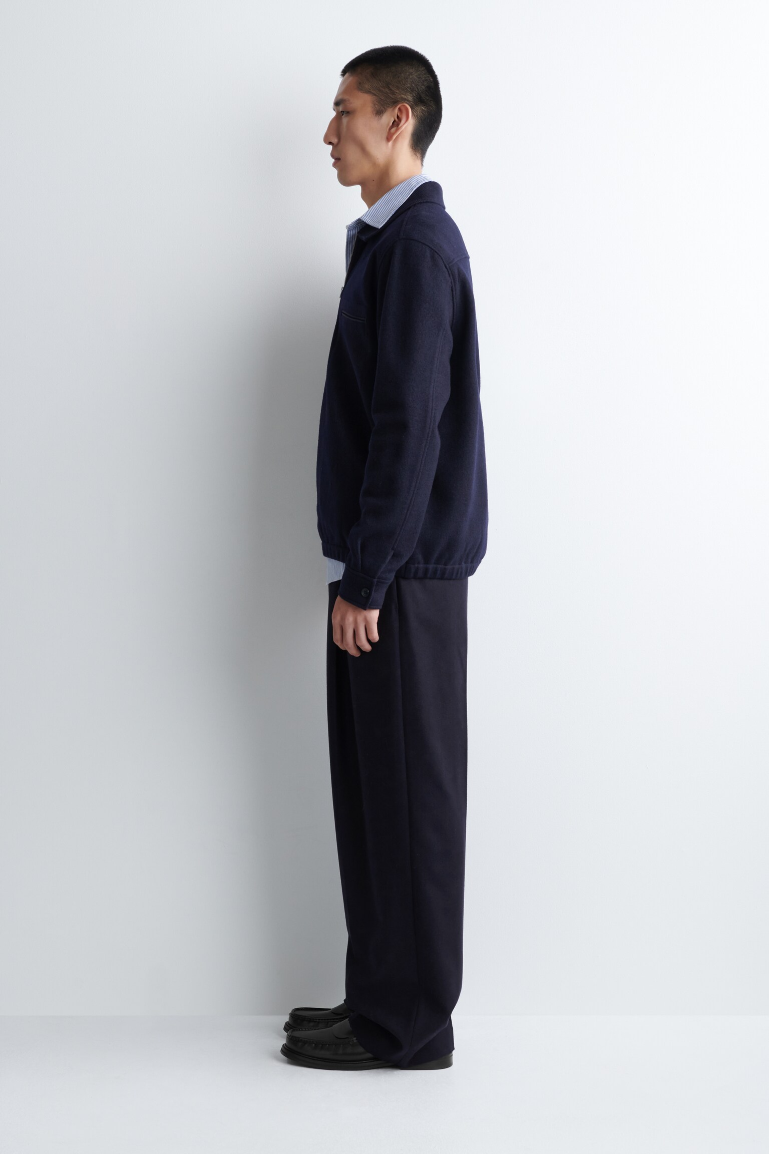 POLO ZIPPÉ EN LAINE BOUILLIE - BLEU MARINE/KAKI/ÉCRU - 5