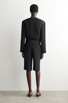 TAILORED SILK SHORTS — CARBON 4