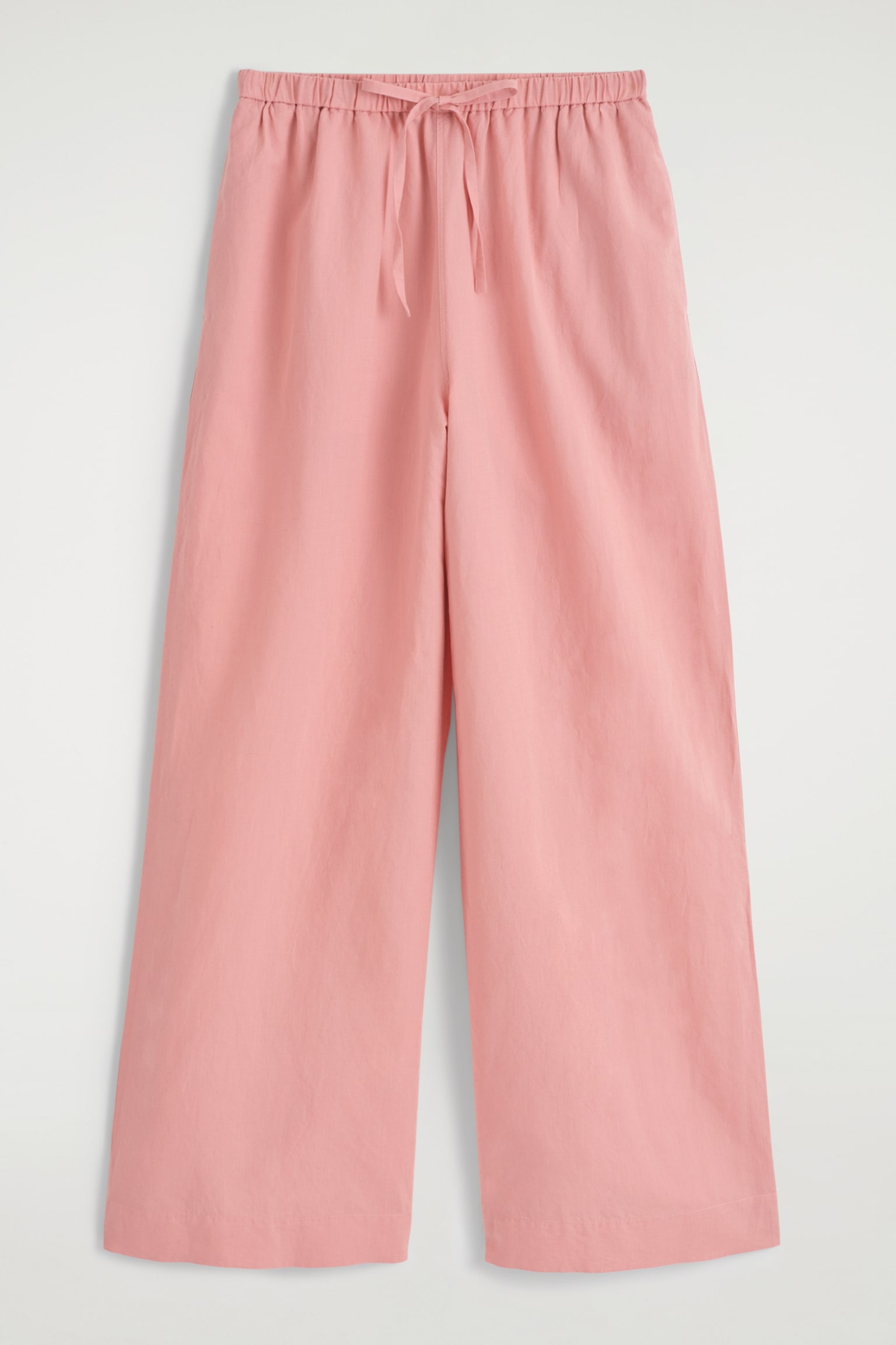 PANTALON LARGE TAILLE AJUSTABLE EN LIN - ROSE/BRUN FONCÉ - 2