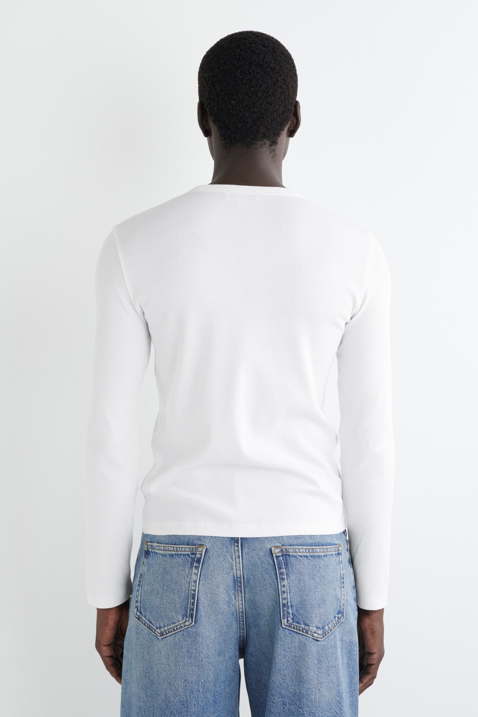 CAMISETA DE CANALÉ AJUSTADA DE MANGA LARGA - BLANCO/NEGRO - 5