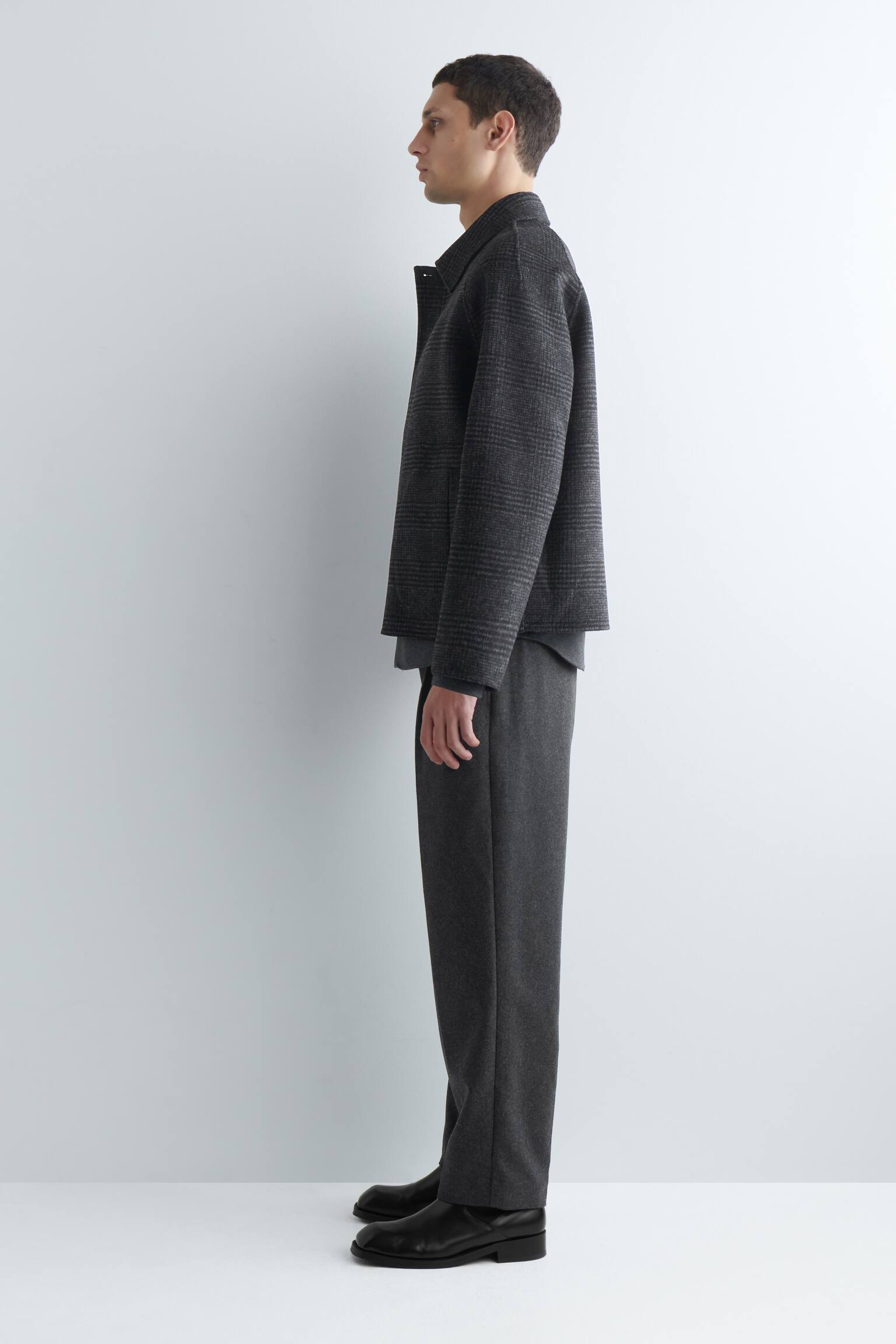 WENDBARE WOLLJACKE MIT KARO- UND FISCHGRÄTMUSTER - GRAU/KARIERT - 4