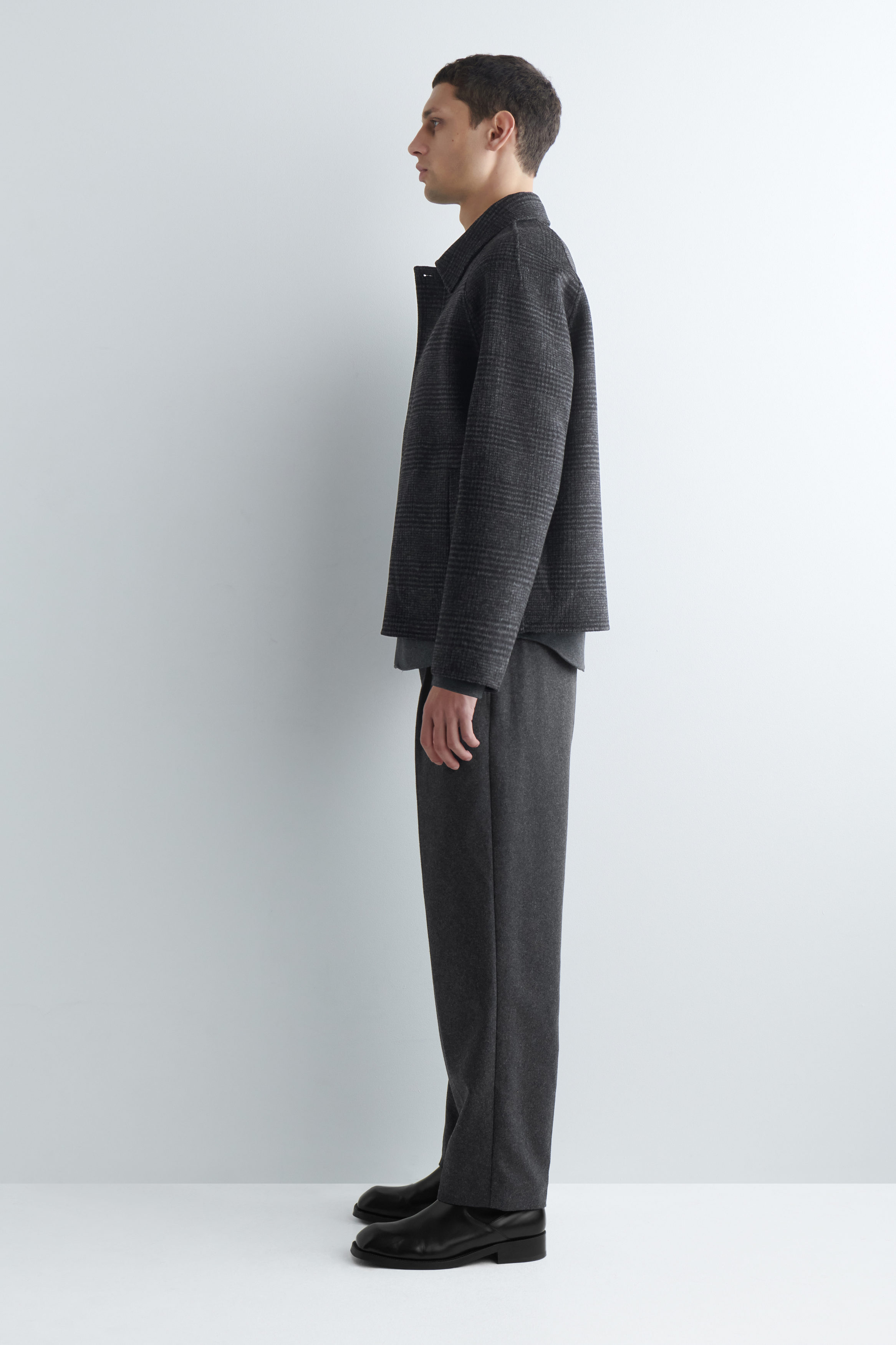 REVERSIBLE DOUBLE-FACED WOOL JACKET - GREY / CHECKED | COS