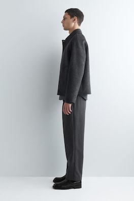 REVERSIBLE CHECKED / HERRINGBONE WOOL SPORTS JACKET — GRAY / CHECKED 4