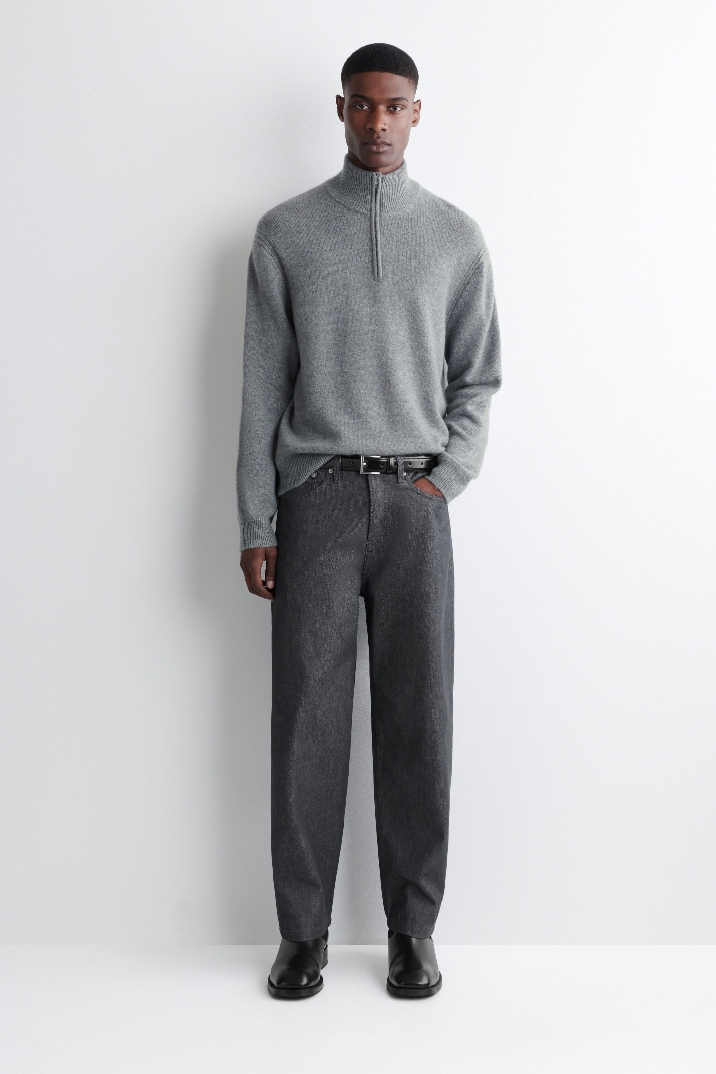 CASHMERE ZIP-UP JUMPER - GREY | COS AU