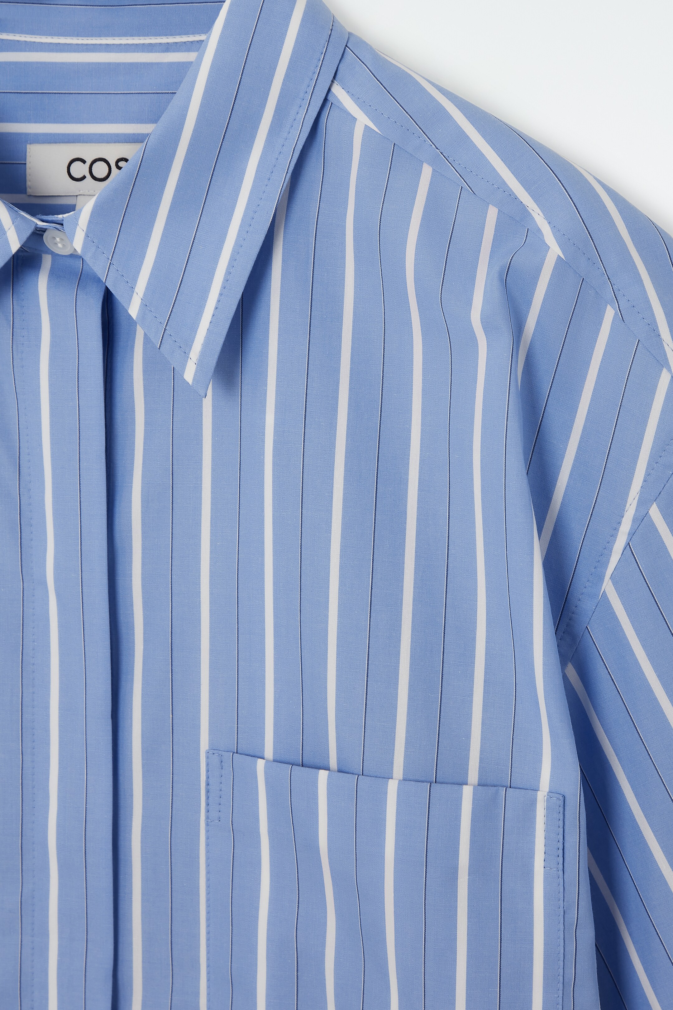 Ingrandisci l'immagine: OVERSIZED POPLIN MINI SHIRT DRESS - BLUE / STRIPED - DONNA | H&M CH 2