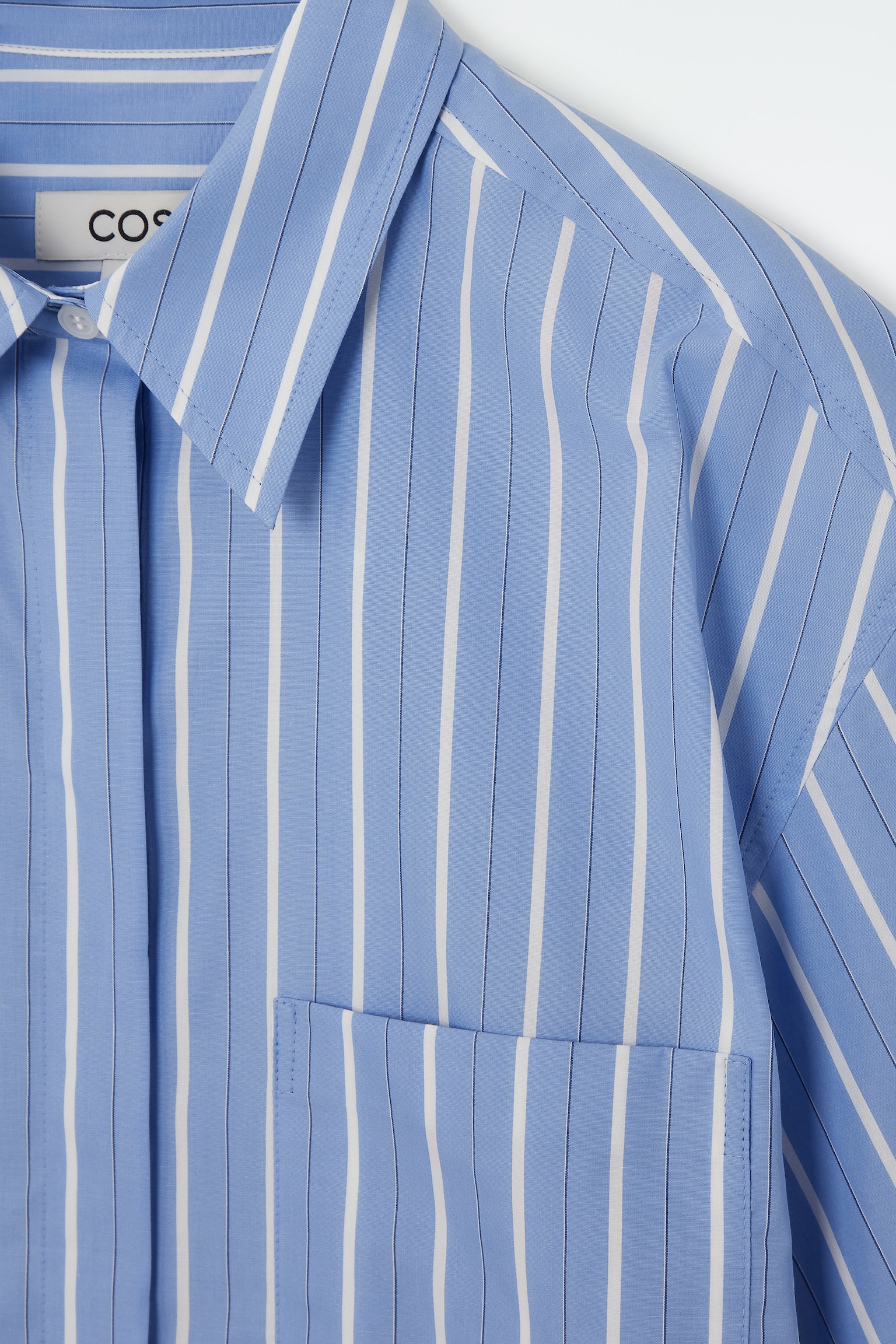 OVERSIZED POPLIN MINI SHIRT DRESS - BLUE / STRIPED/WHITE - 2