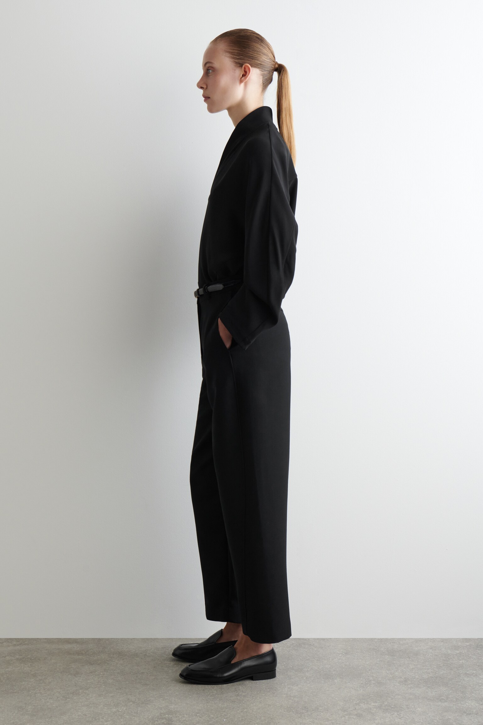 PANTALON COURT BARREL EN LAINE - NOIR/VERT FONCÉ/TAUPE - 5