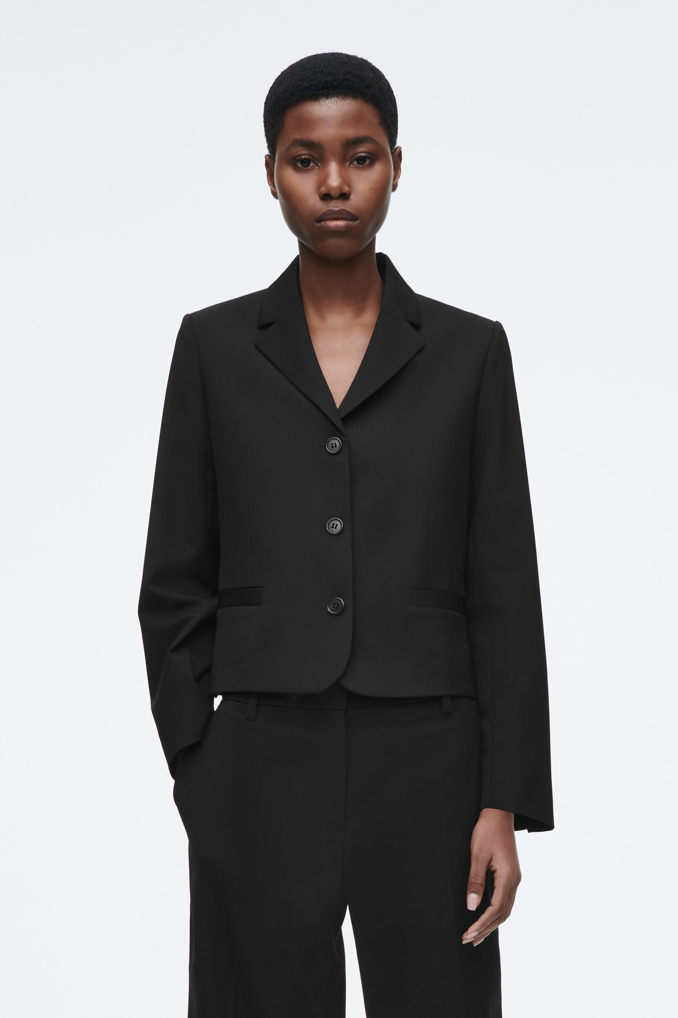 SHORT WOOL BLAZER - BLACK | COS