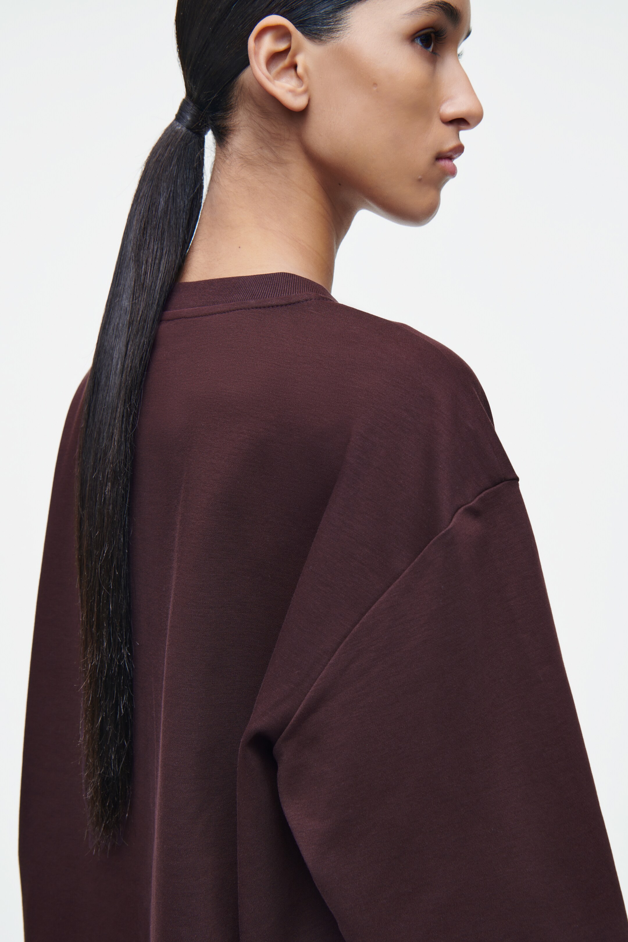 Visa större bild: OVERSIZE T-SHIRT I BOMULL - BURGUNDY - DAM | H&M SE 5