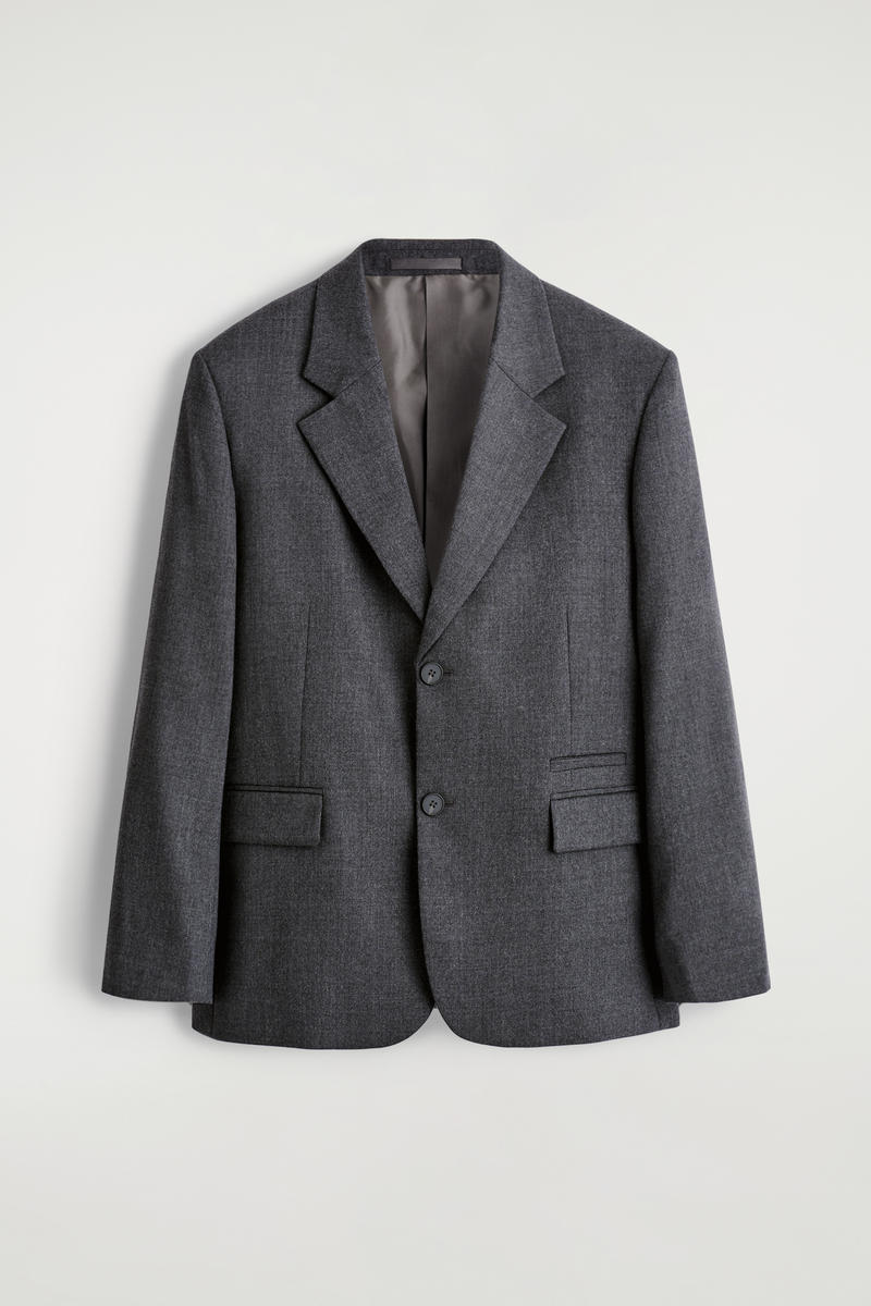 Cos Single-breasted Wool Blazer In Gray