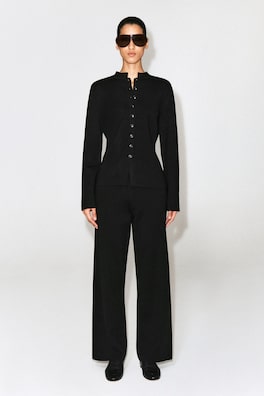 MERINO WOOL-BLEND CARDIGAN — BLACK 3