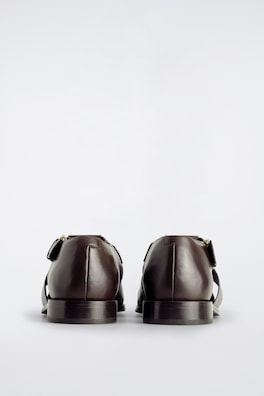 LEATHER FISHERMAN SANDALS — DARK BROWN 2