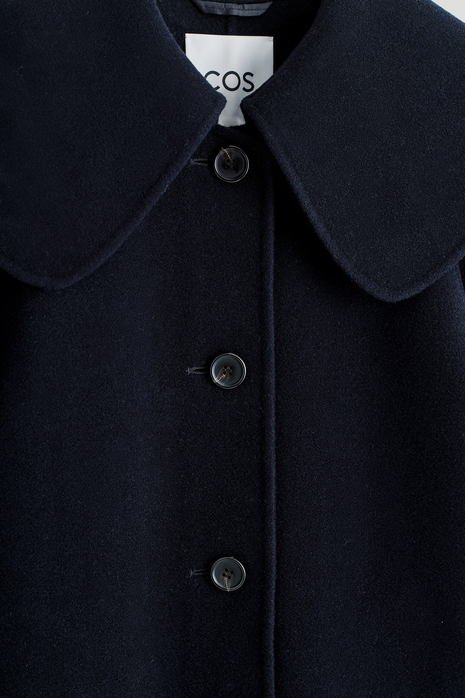 CHAQUETA DE LANA DE DOBLE FAZ CON CUELLO - AZUL MARINO - 4