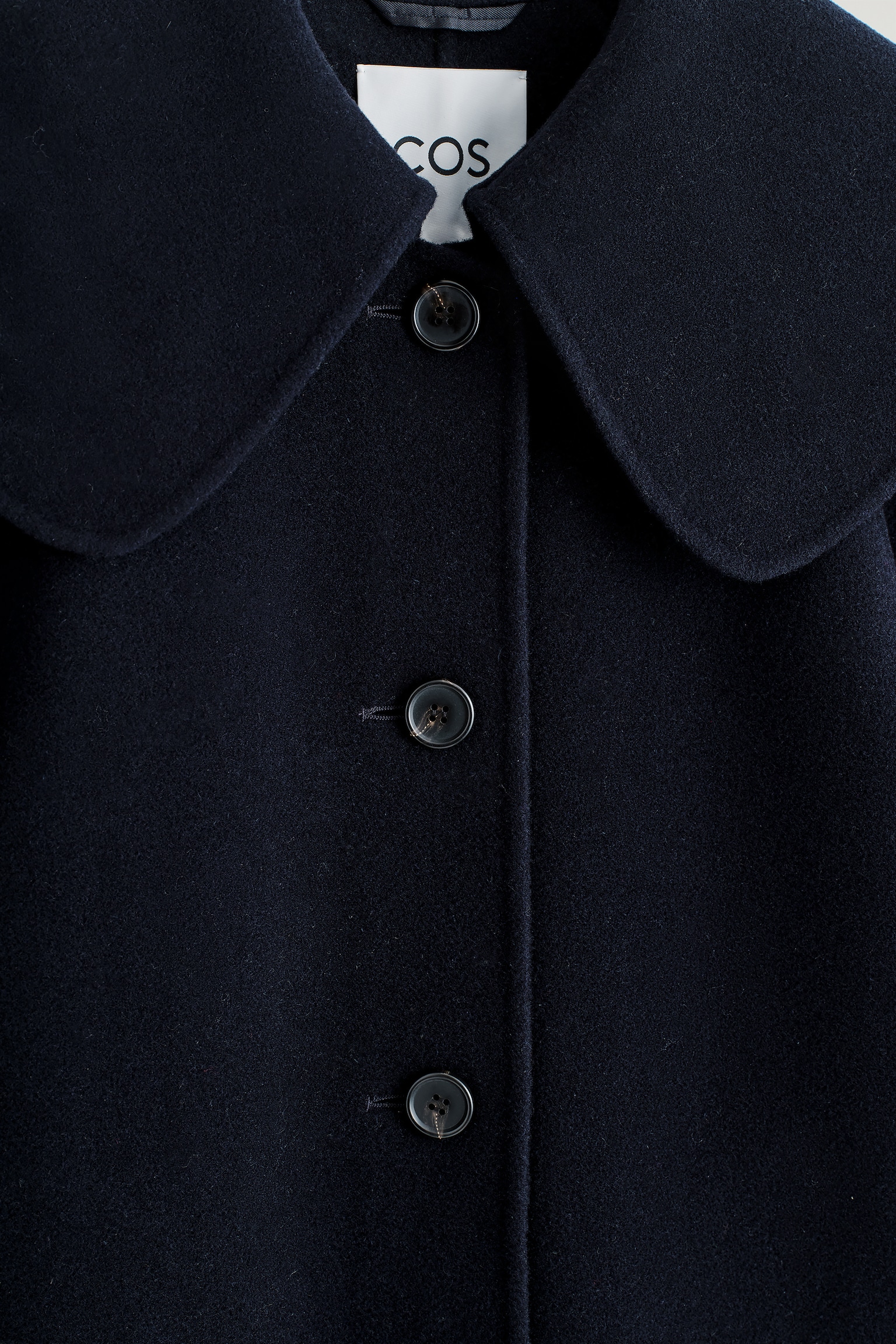 COLLARED DOUBLE-FACED WOOL JACKET - NAVY - 4