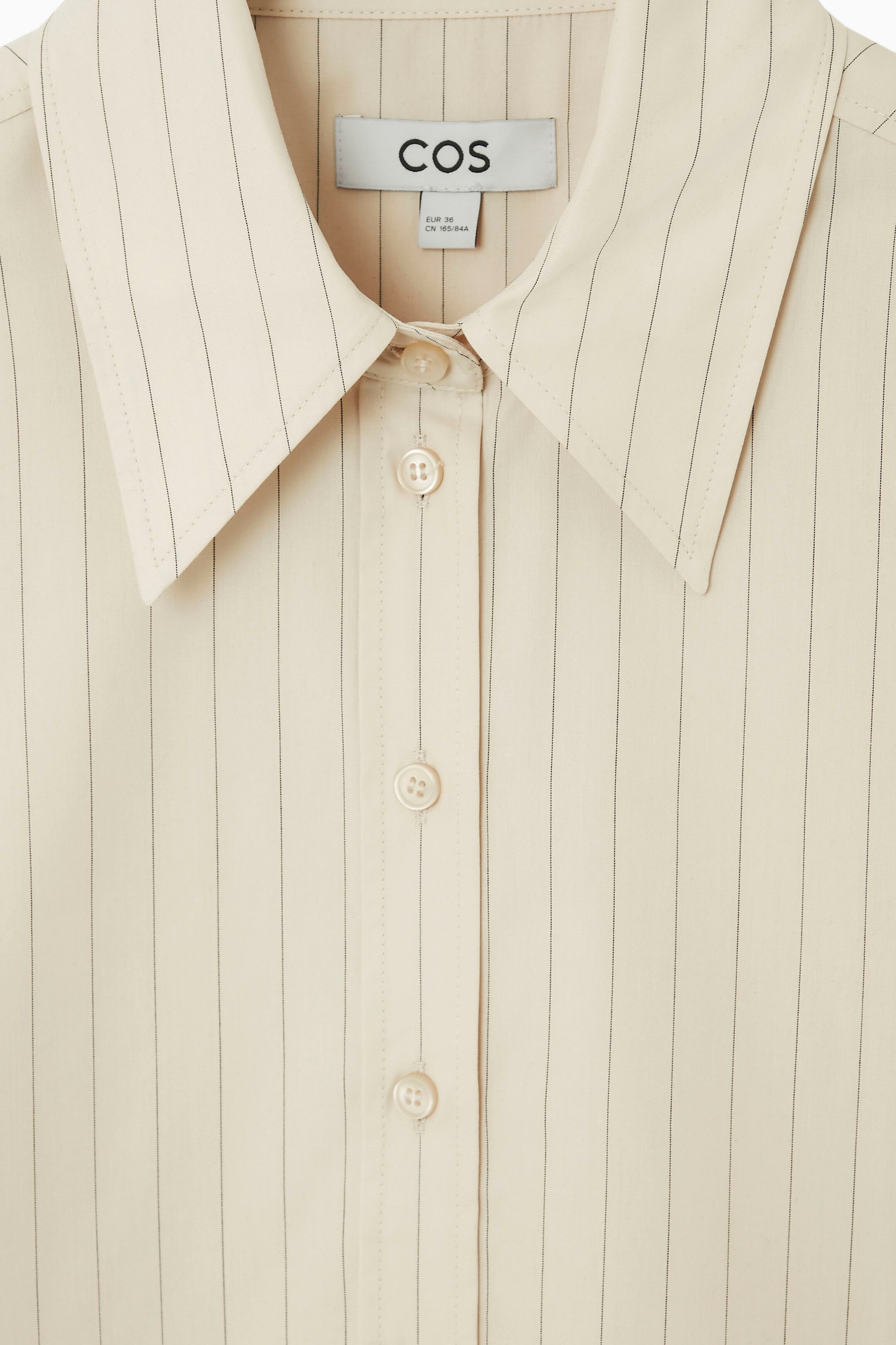 Agrandir l'image: CHEMISE-TUNIQUE À MANCHES COURTES REGULAR - BEIGE / FINES RAYURES - FEMME | H&M CH 2