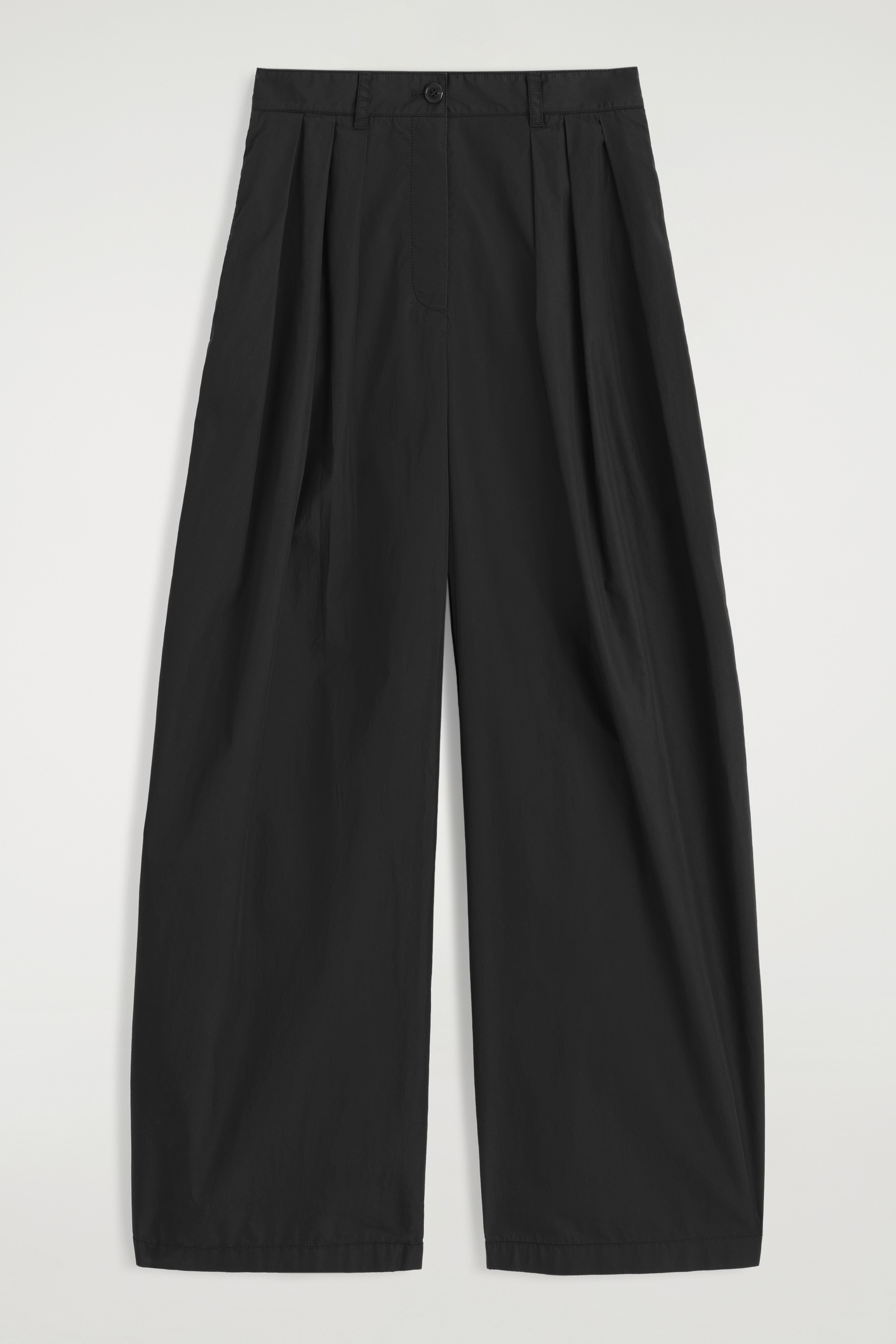 PANTALON LARGE À PLIS EN COTON - NOIR