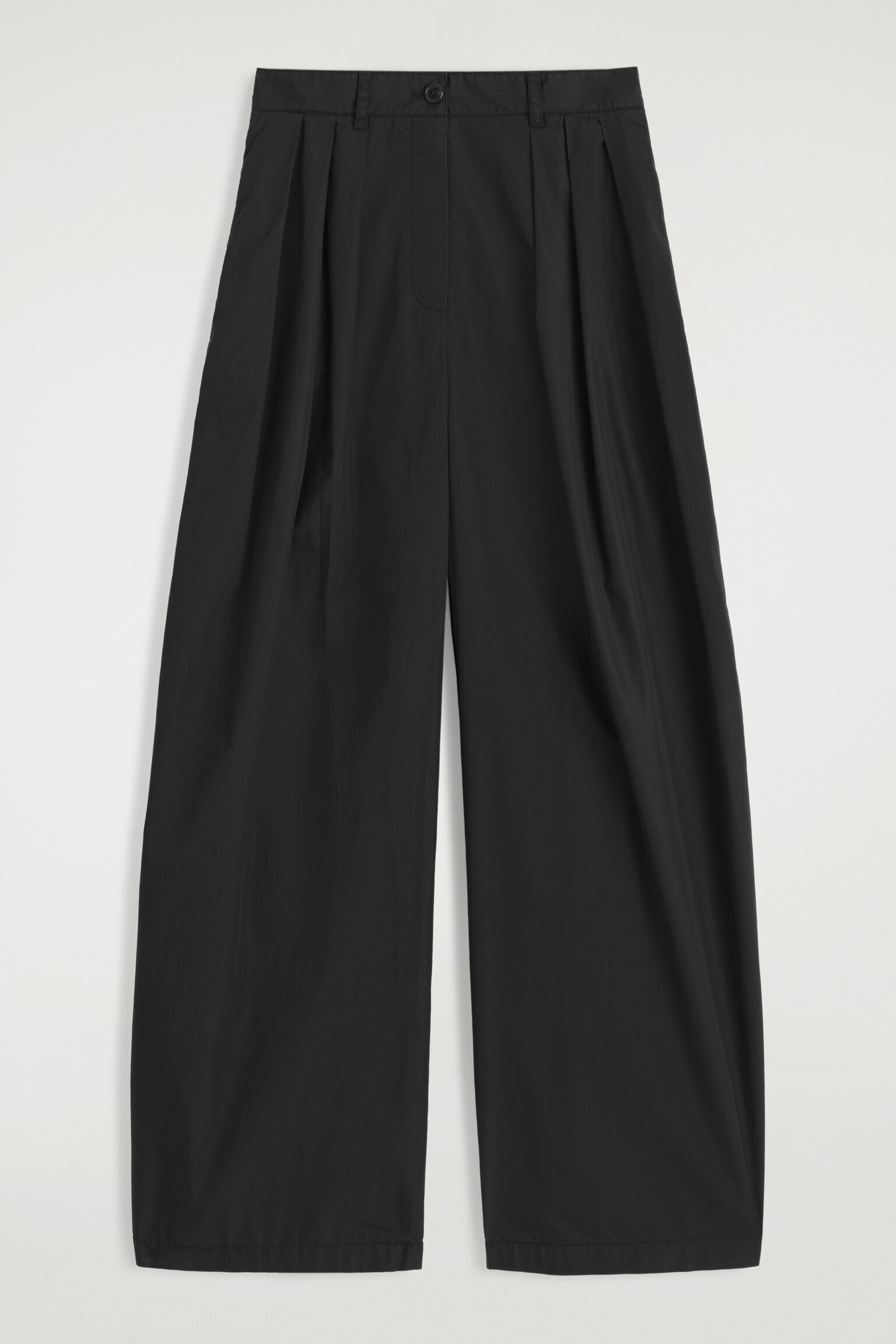 PANTALON LARGE À PLIS EN COTON - NOIR - 2