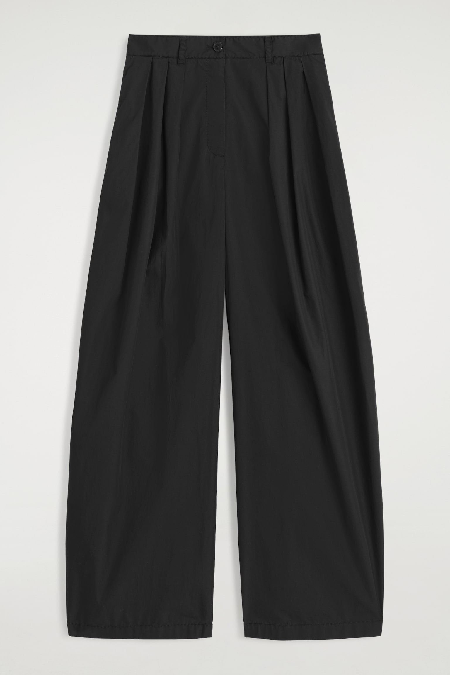PANTALON LARGE À PLIS EN COTON - NOIR - 2