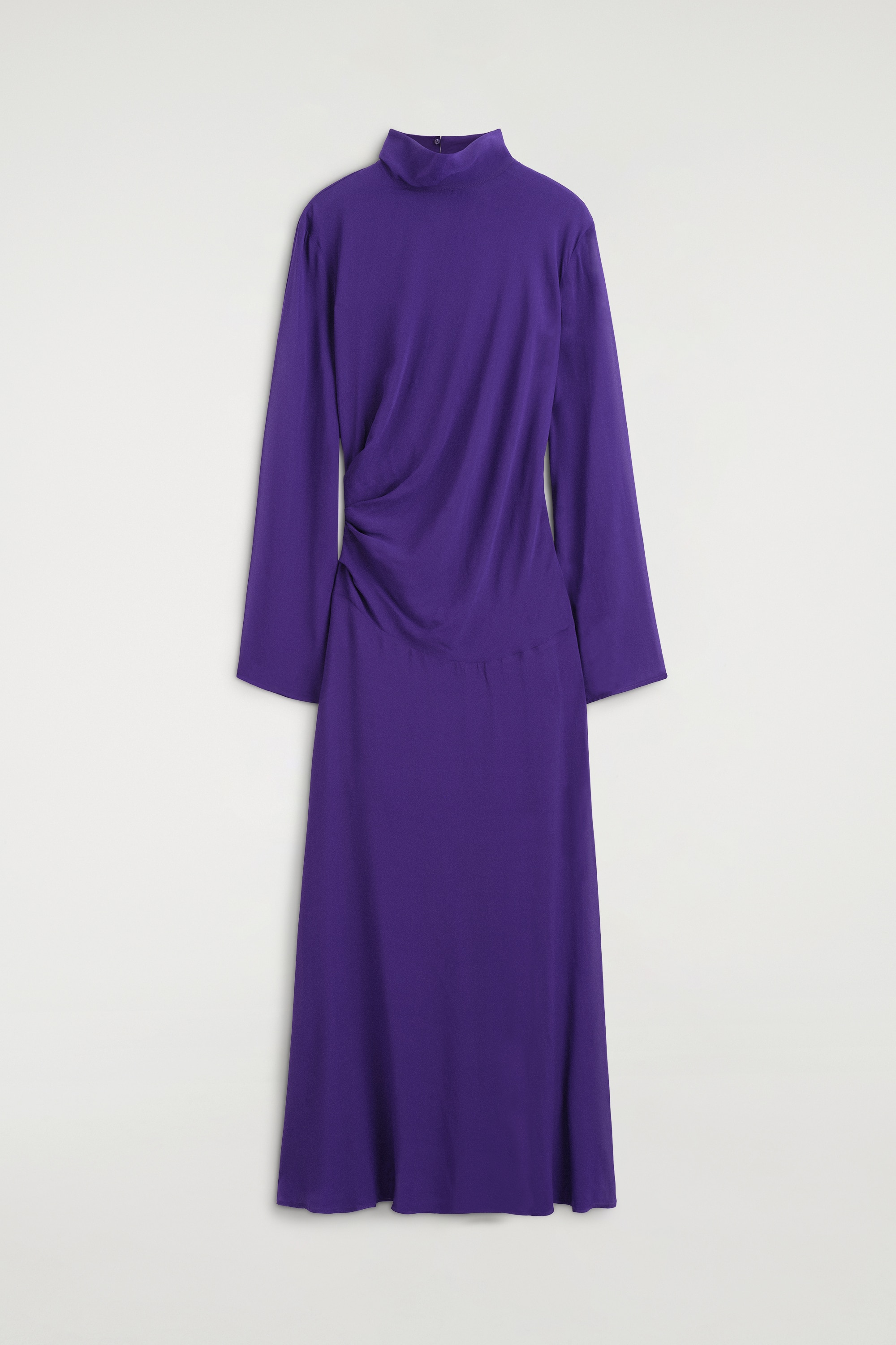 DRAPIERTES, HOCHGESCHLOSSENES MAXIKLEID - VIOLETT