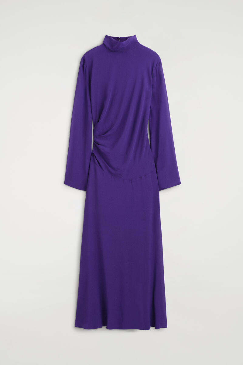 Draped Turtleneck Midi Dress