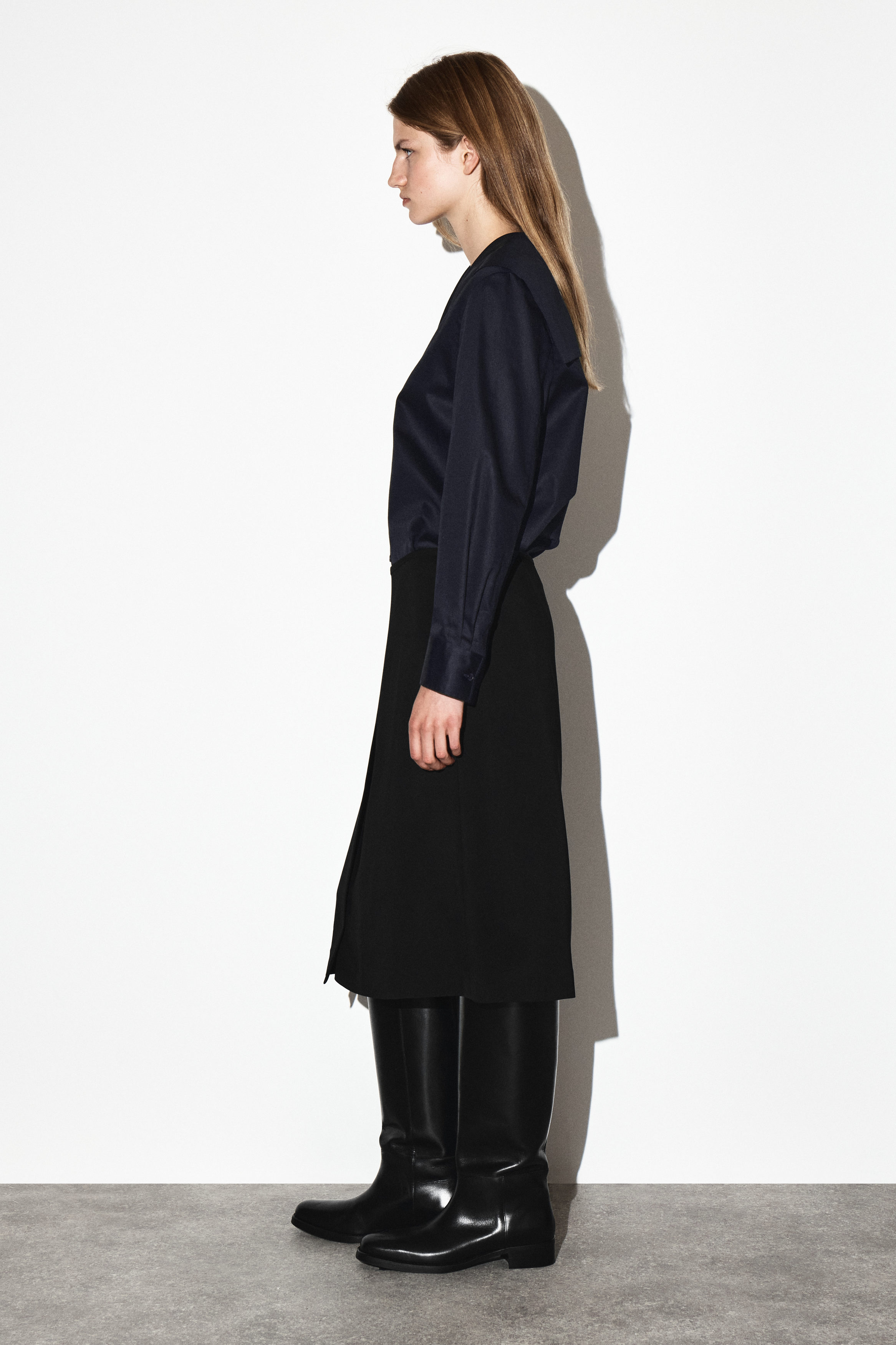 SAILOR-COLLAR COTTON SHIRT - NAVY | COS US