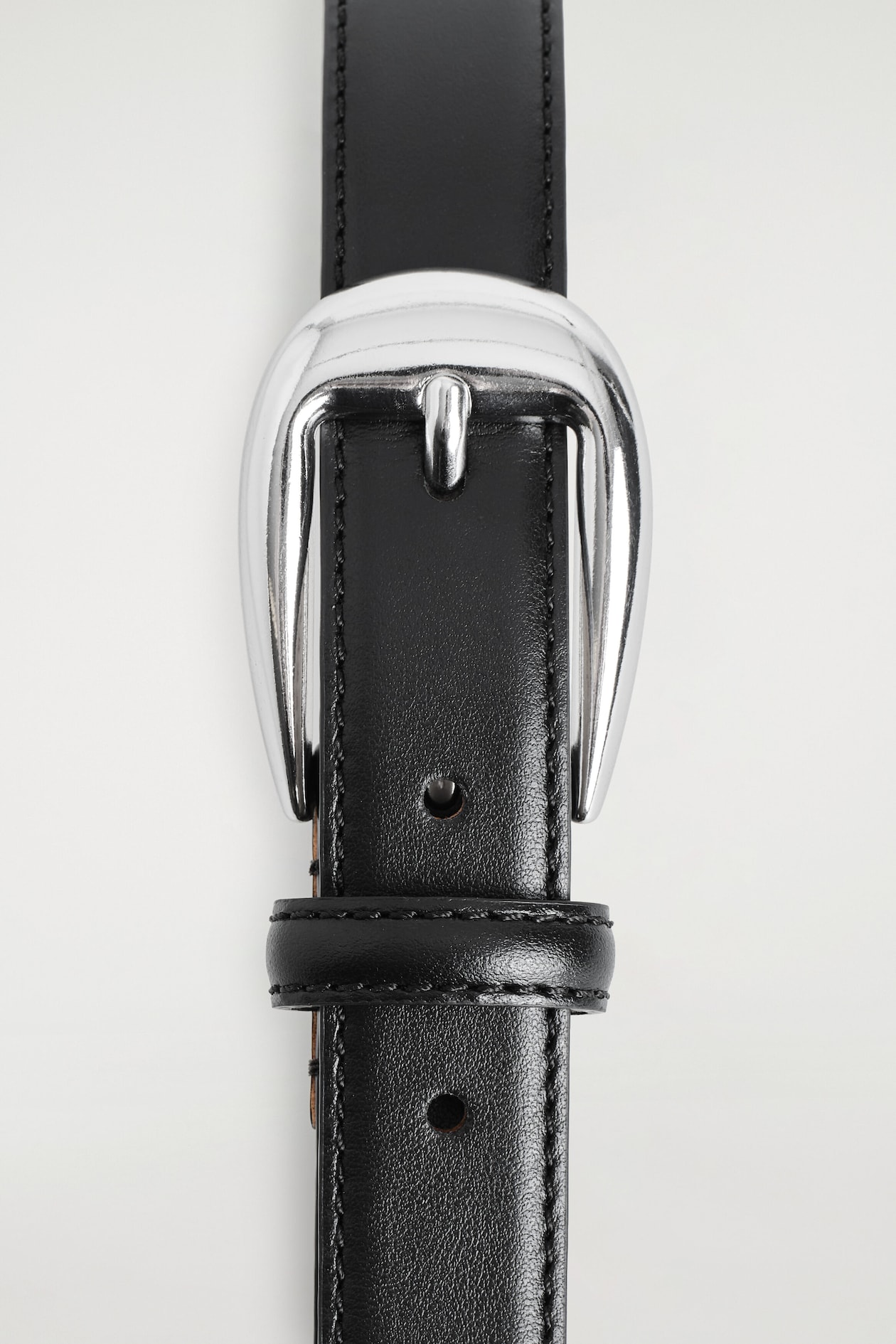LEATHER WESTERN BELT — BLACK / SILVER