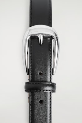 LEATHER WESTERN BELT — BLACK / SILVER 2