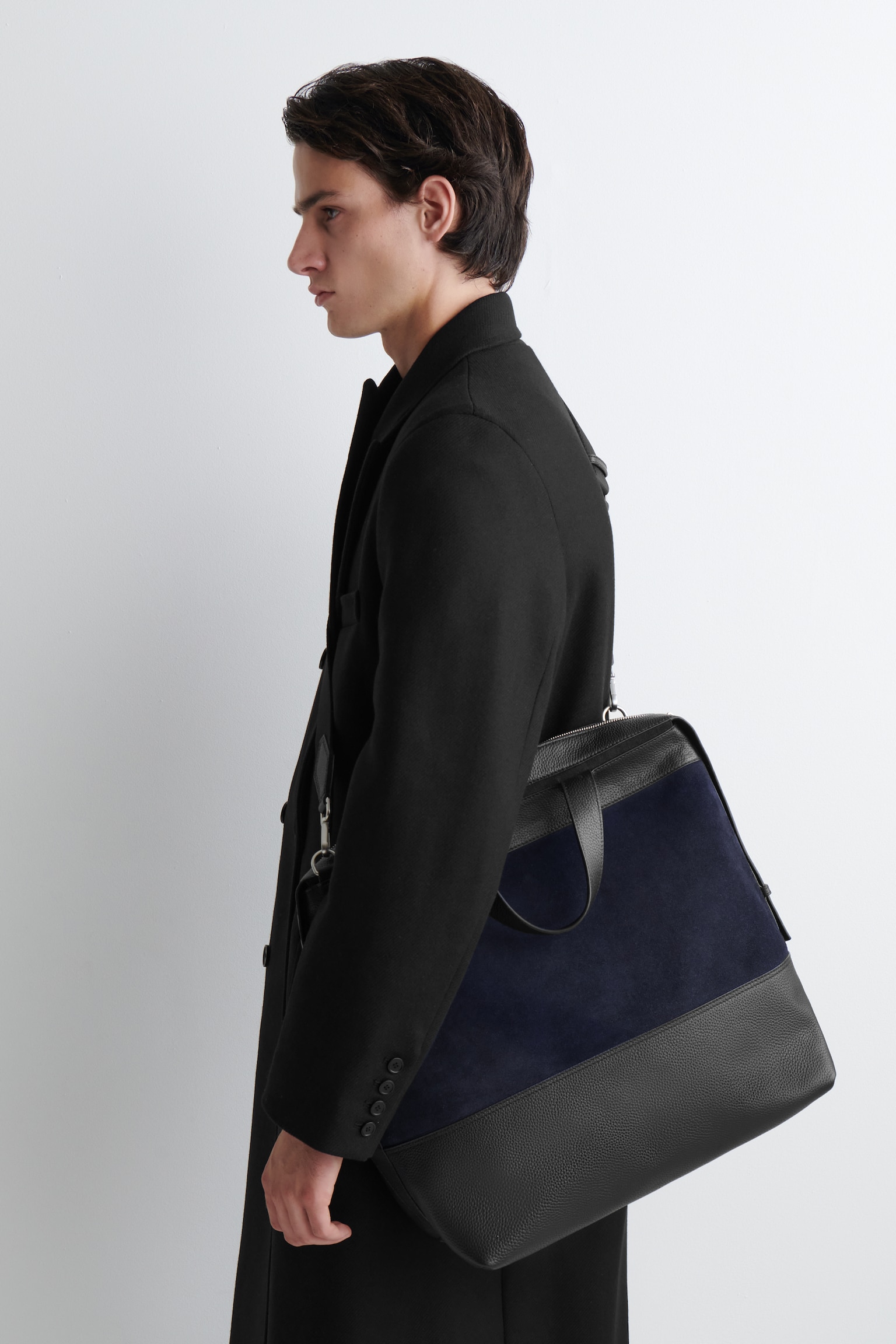 SACOCHE CITY - CUIR - BLEU MARINE - 5