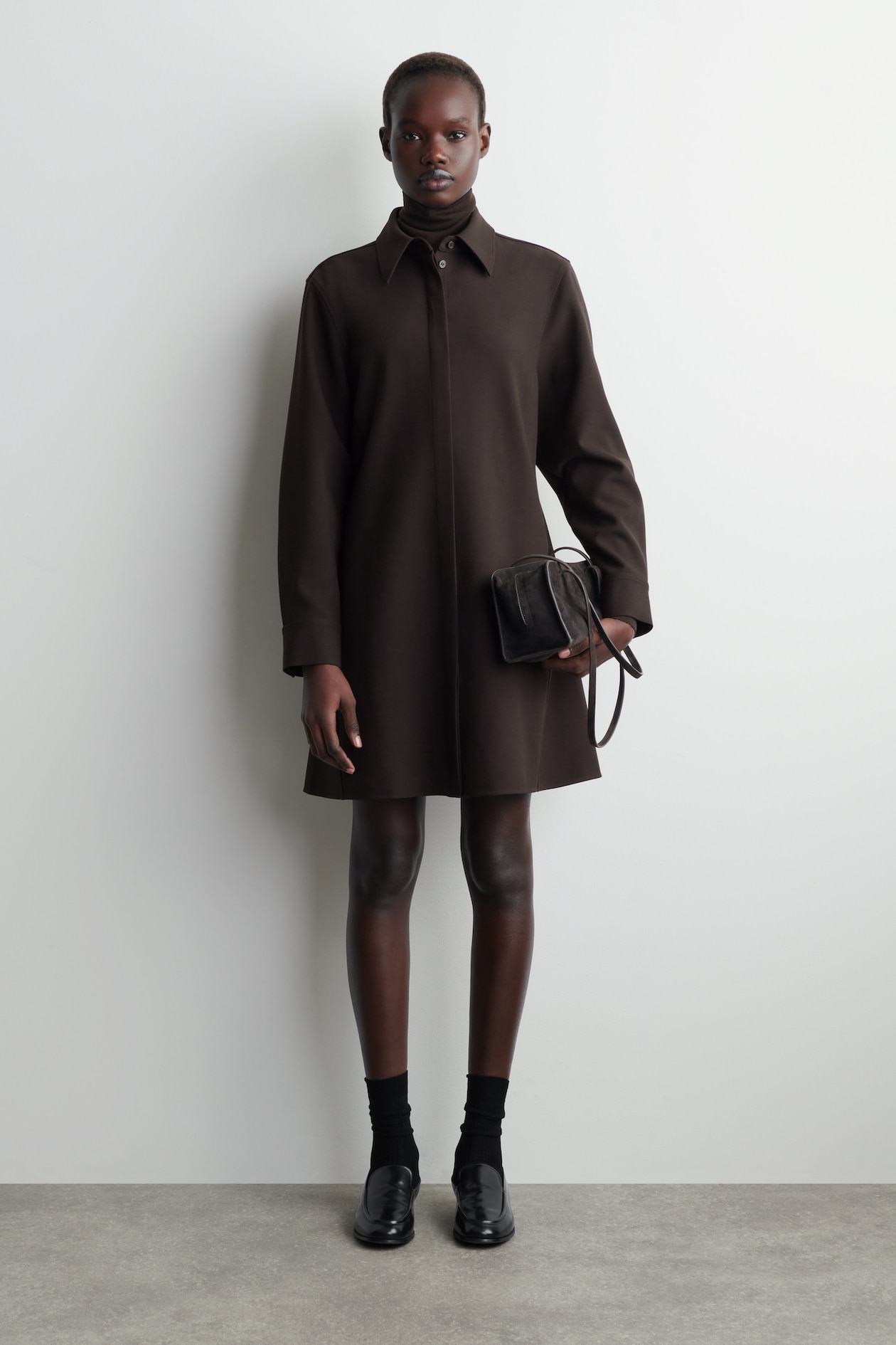 LONG-SLEEVED MINI SHIRT DRESS