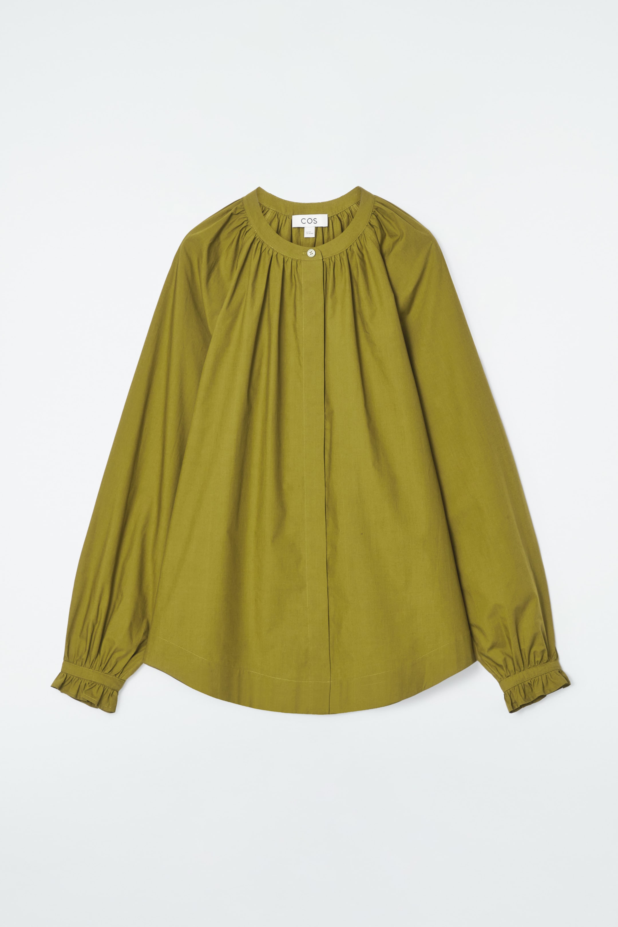 View larger image: RUFFLED-CUFF GATHERED BLOUSE - OLIVE GREEN - Ladies | H&M GB 1