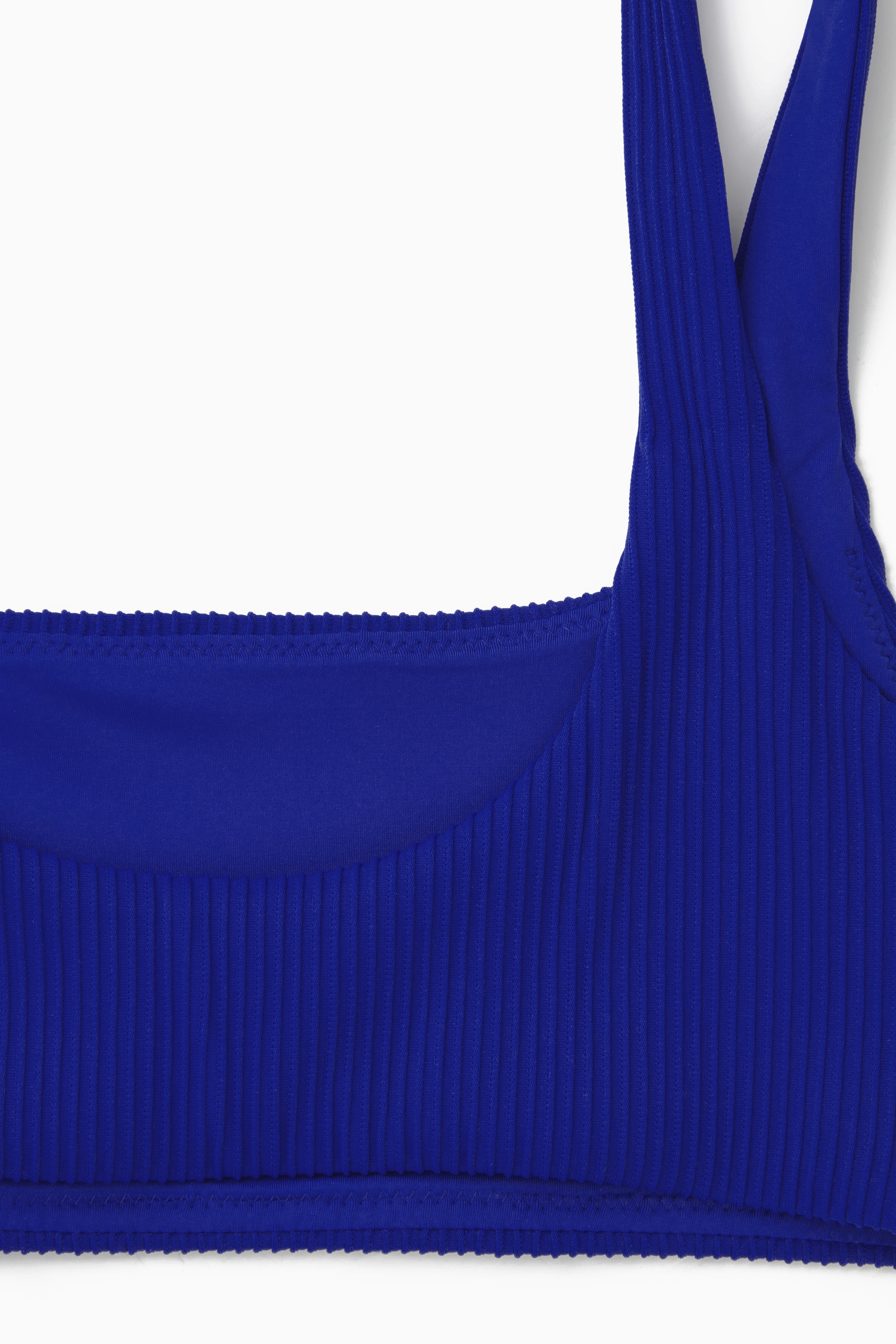 SQUARE-NECK RIBBED BIKINI TOP