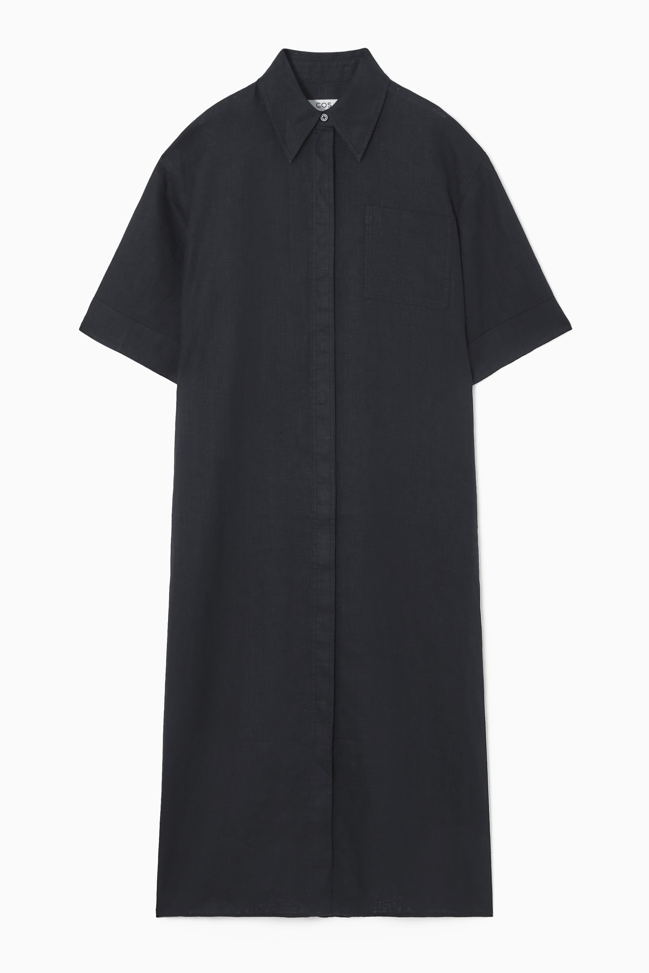 Ingrandisci l'immagine: OVERSIZED SHORT-SLEEVED LINEN MIDI DRESS - NAVY - DONNA | H&M CH 1
