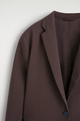TWILL SINGLE-BREASTED BLAZER — DARK BROWN 8