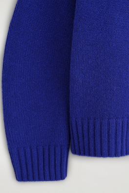 CHUNKY PURE CASHMERE MOCK-NECK SWEATER — COBALT BLUE 7