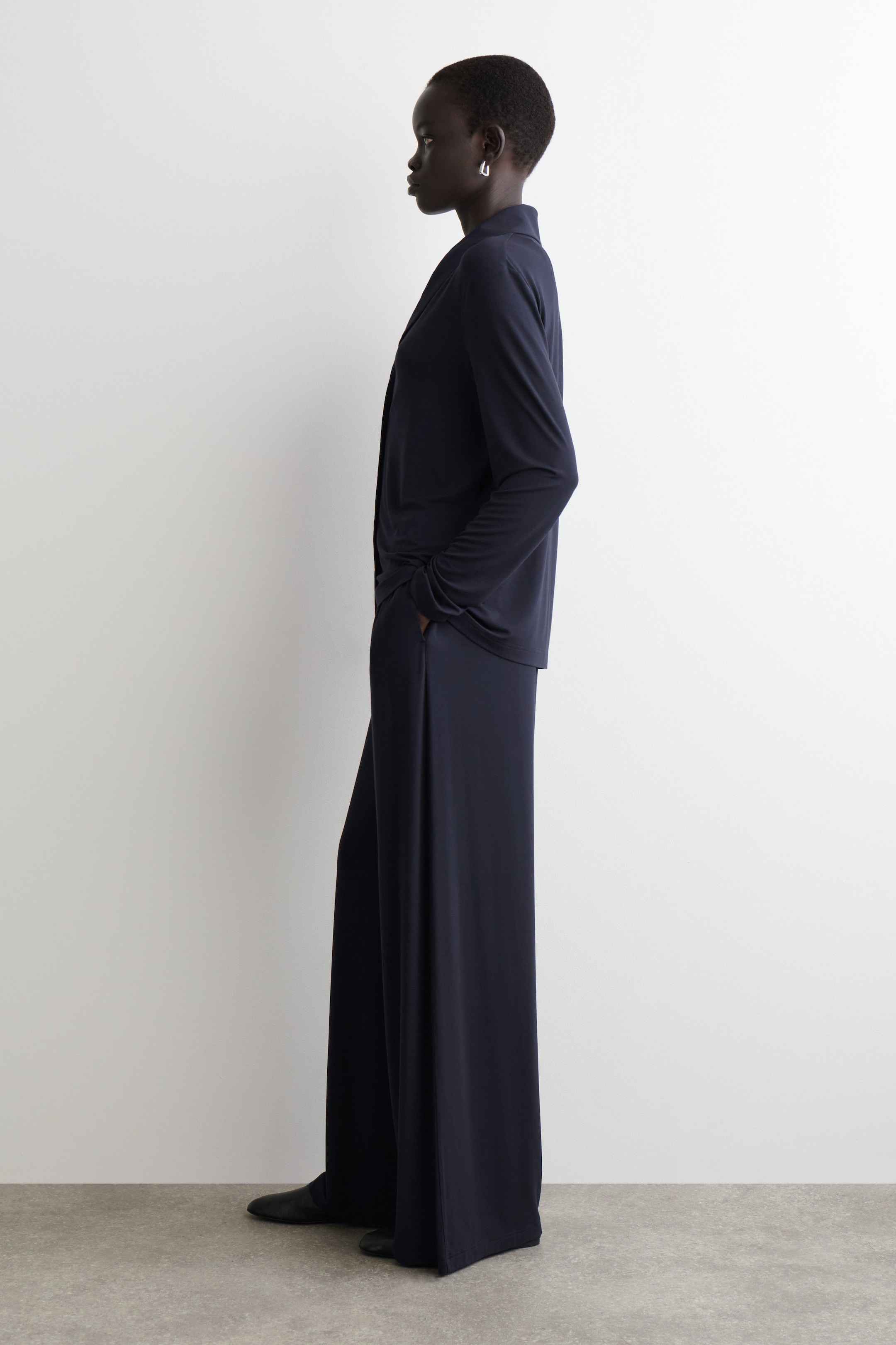 FLUID JERSEY WIDE-LEG TROUSERS