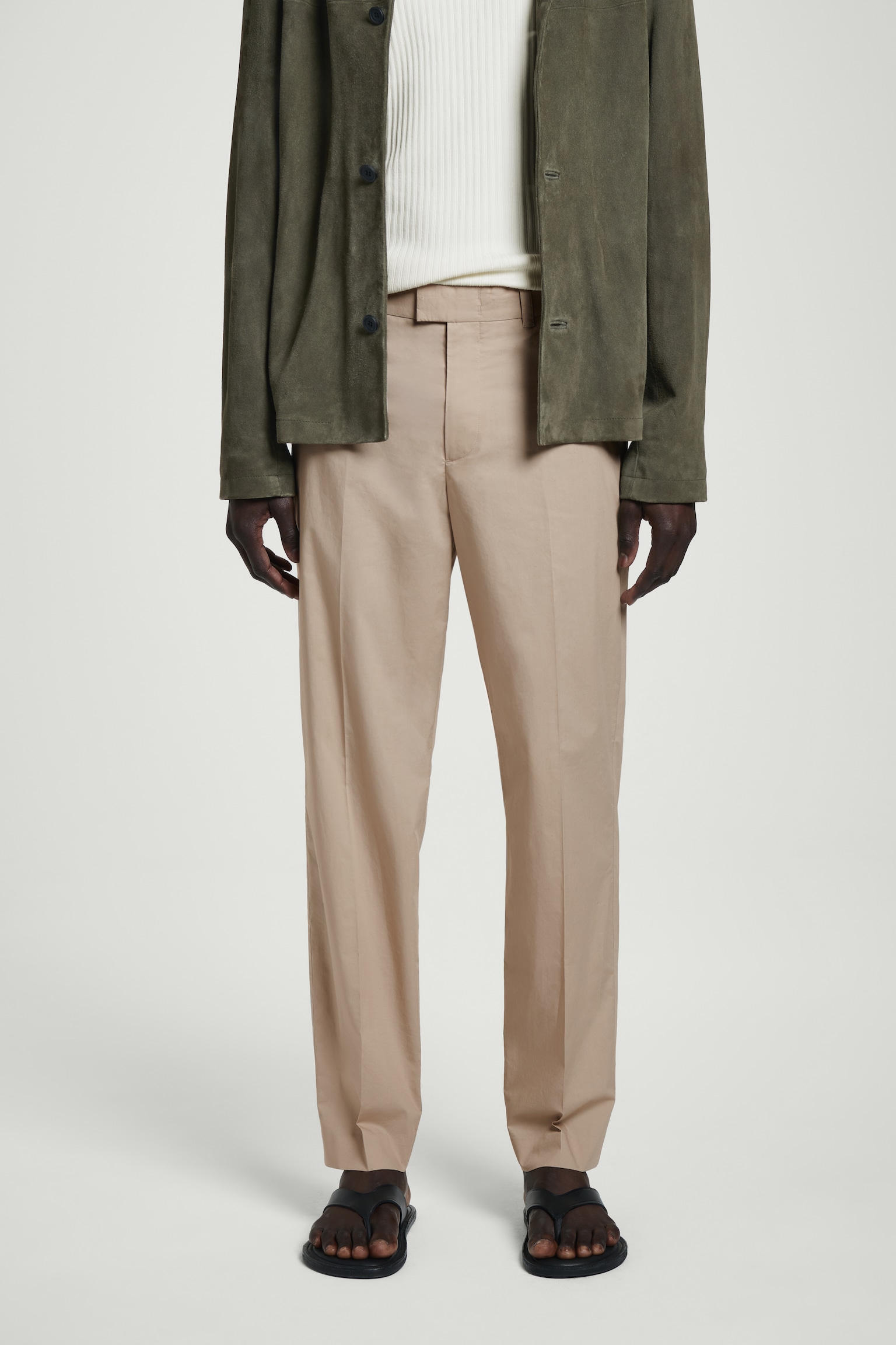 HOSE AUS BAUMWOLLE MIT GERADEM BEIN - BEIGE/SCHWARZ - 4