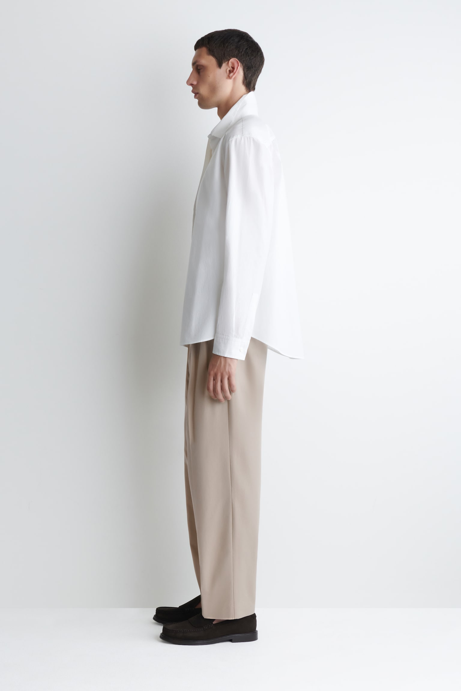 RELAXED PIMA COTTON-POPLIN SHIRT - WHITE/LIGHT BLUE - 3