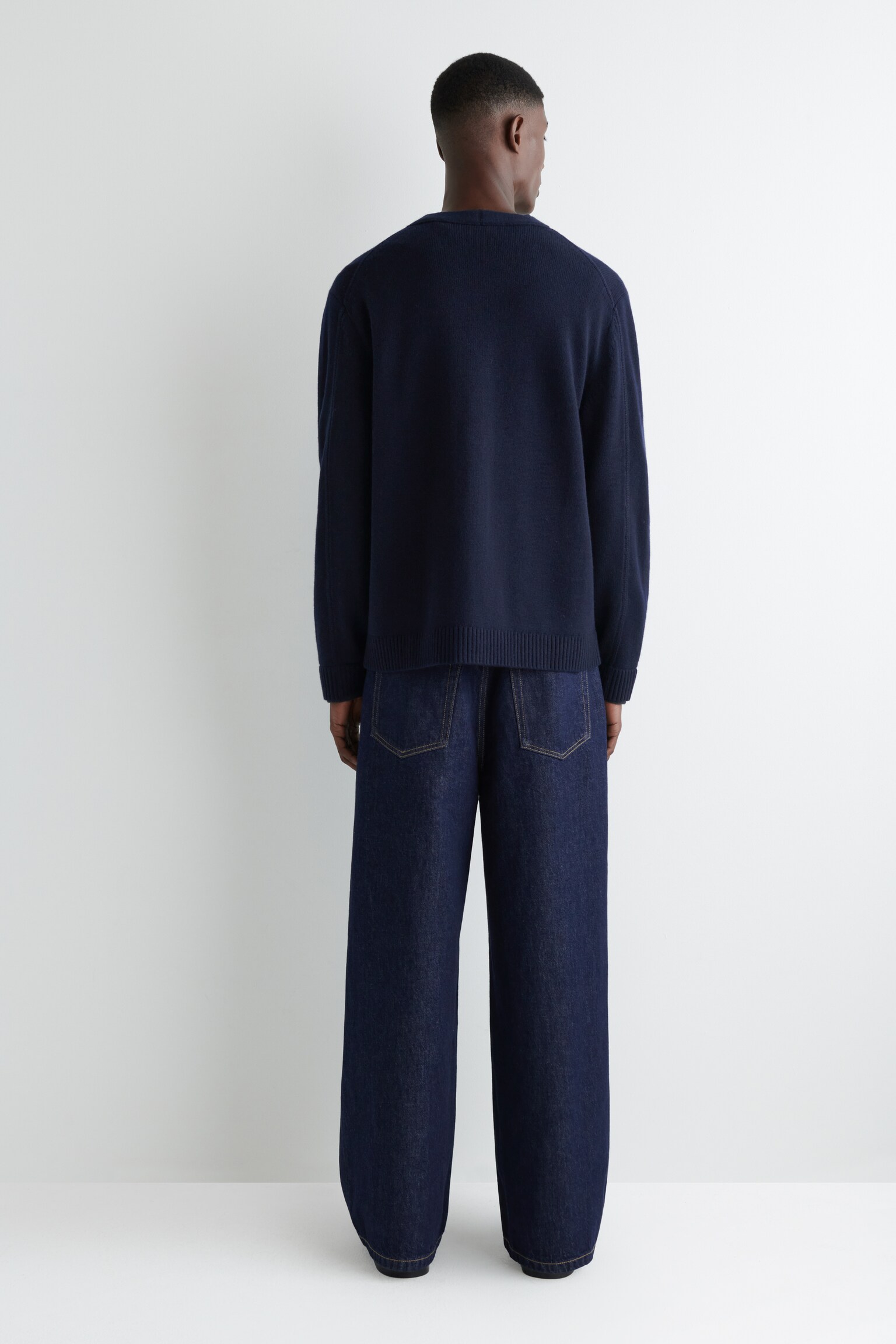LAYERED MERINO WOOL CARDIGAN - NAVY - 3
