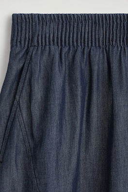 ELASTICATED BARREL-LEG DENIM PANTS — DARK BLUE 6