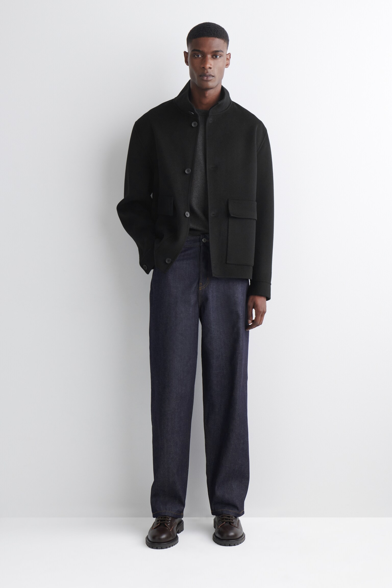 T-SHIRT SLIM À MANCHES LONGUES EN COTON CÔTELÉ - GRIS FONCÉ CHINÉ/BLANC/NOIR - 3