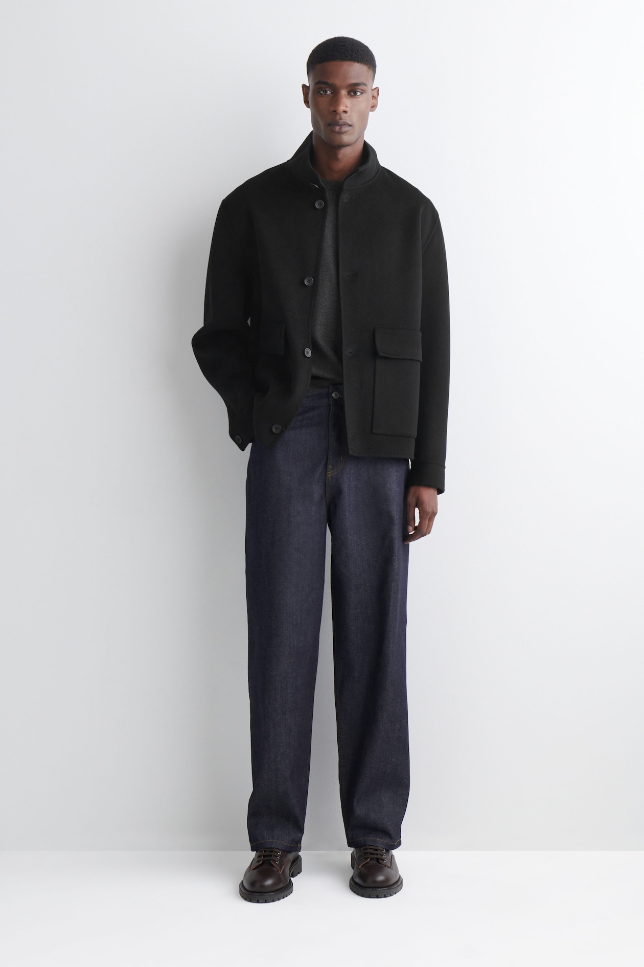 SLIM RIBBED COTTON LONG-SLEEVED T-SHIRT — DARK-GRAY MÉLANGE