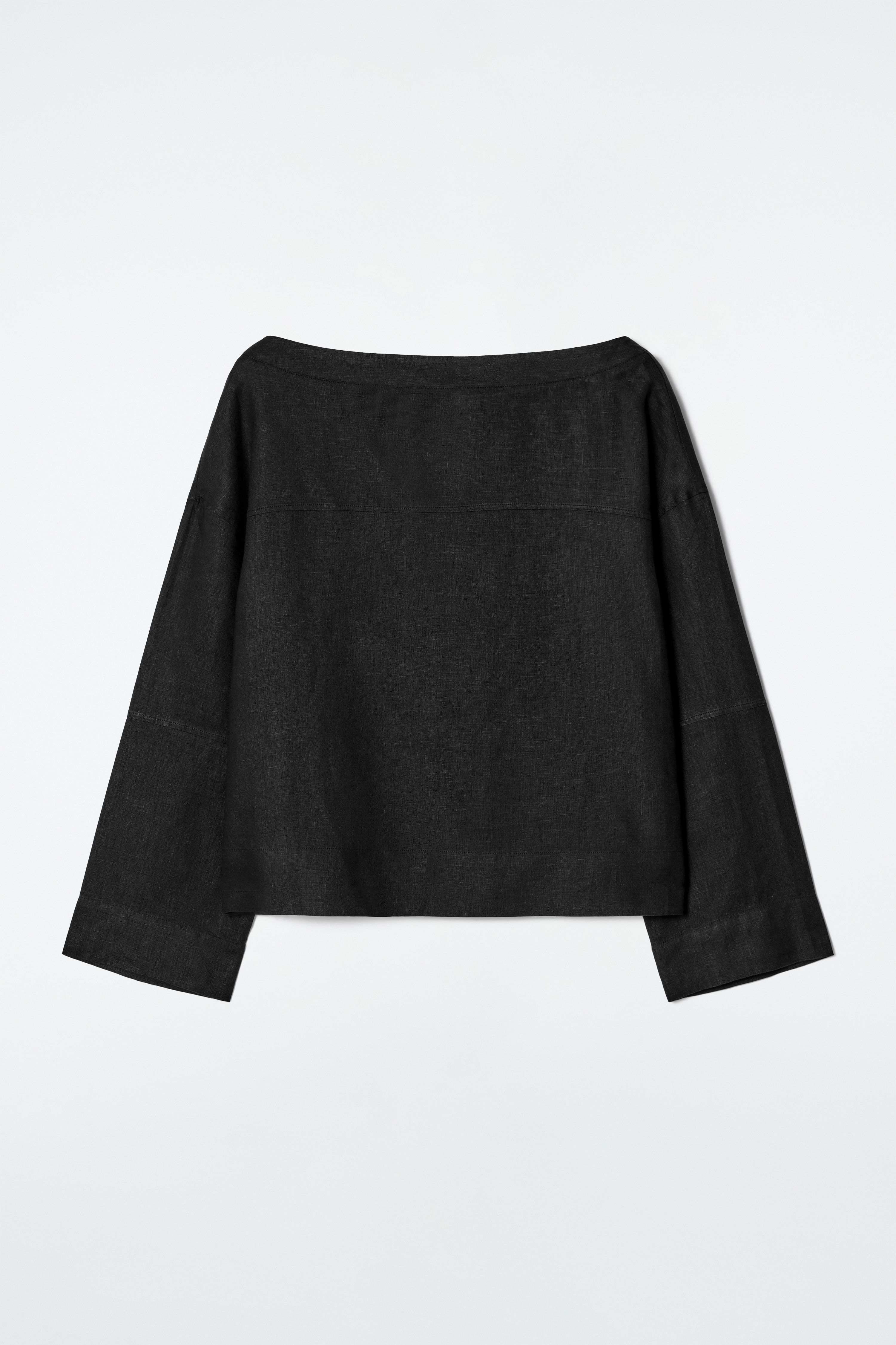 BLUSA IN LINO CON LACCI - NERO/BIANCO