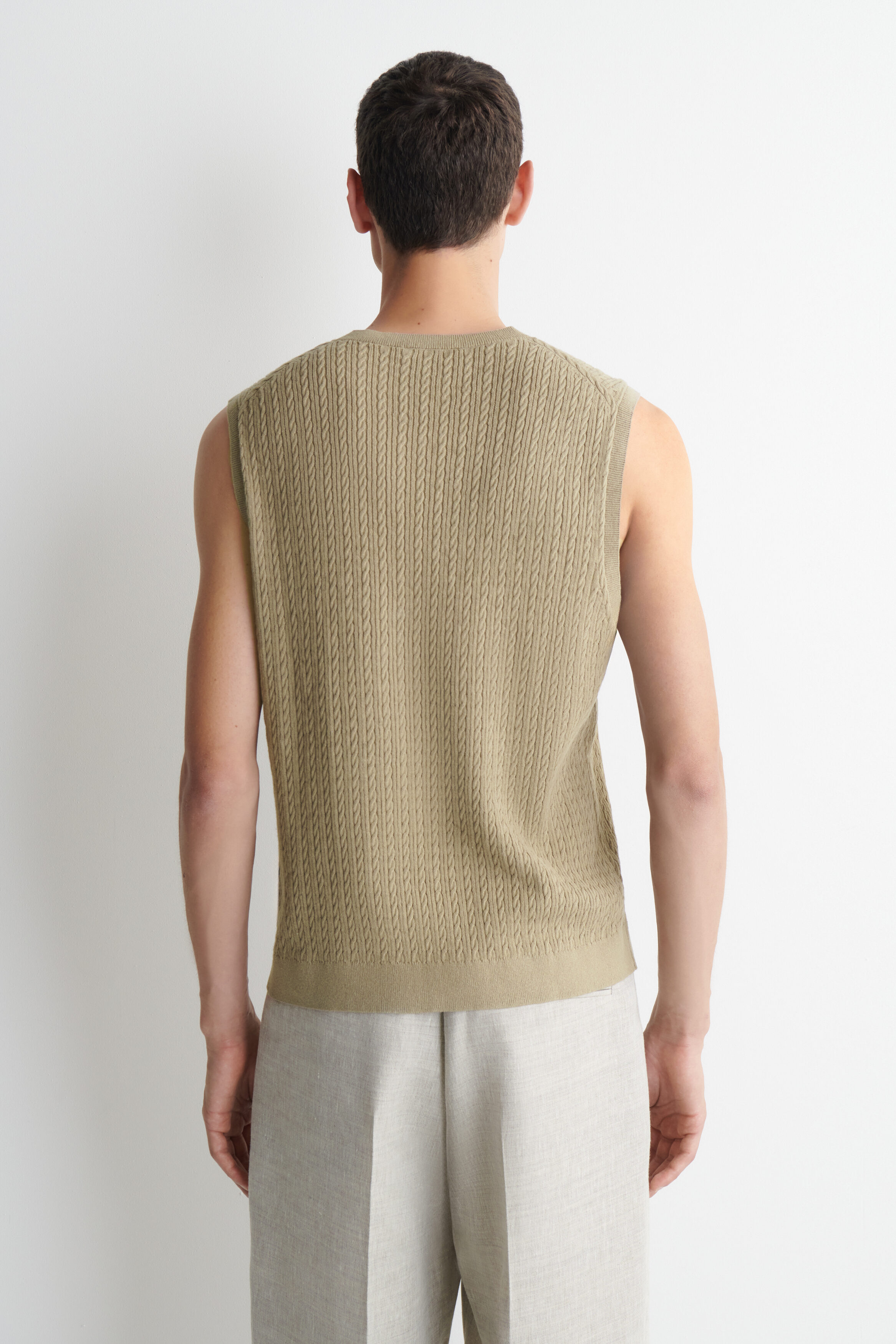 CABLE-KNIT COTTON-LINEN TANK TOP - thumbnail 4