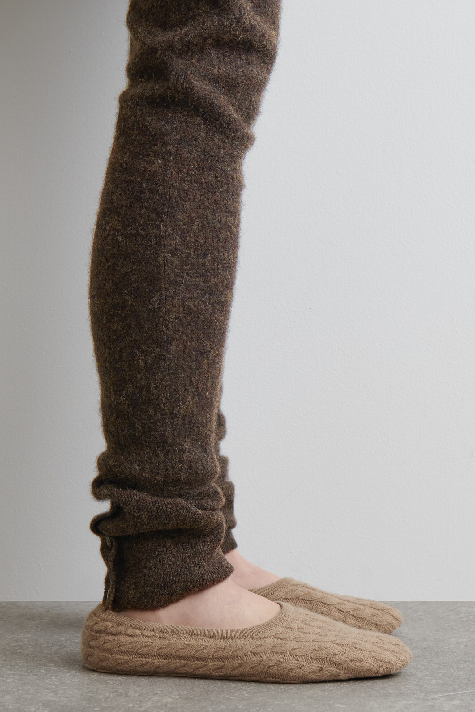 CABLE-KNIT SLIPPERS - BEIGE - 3