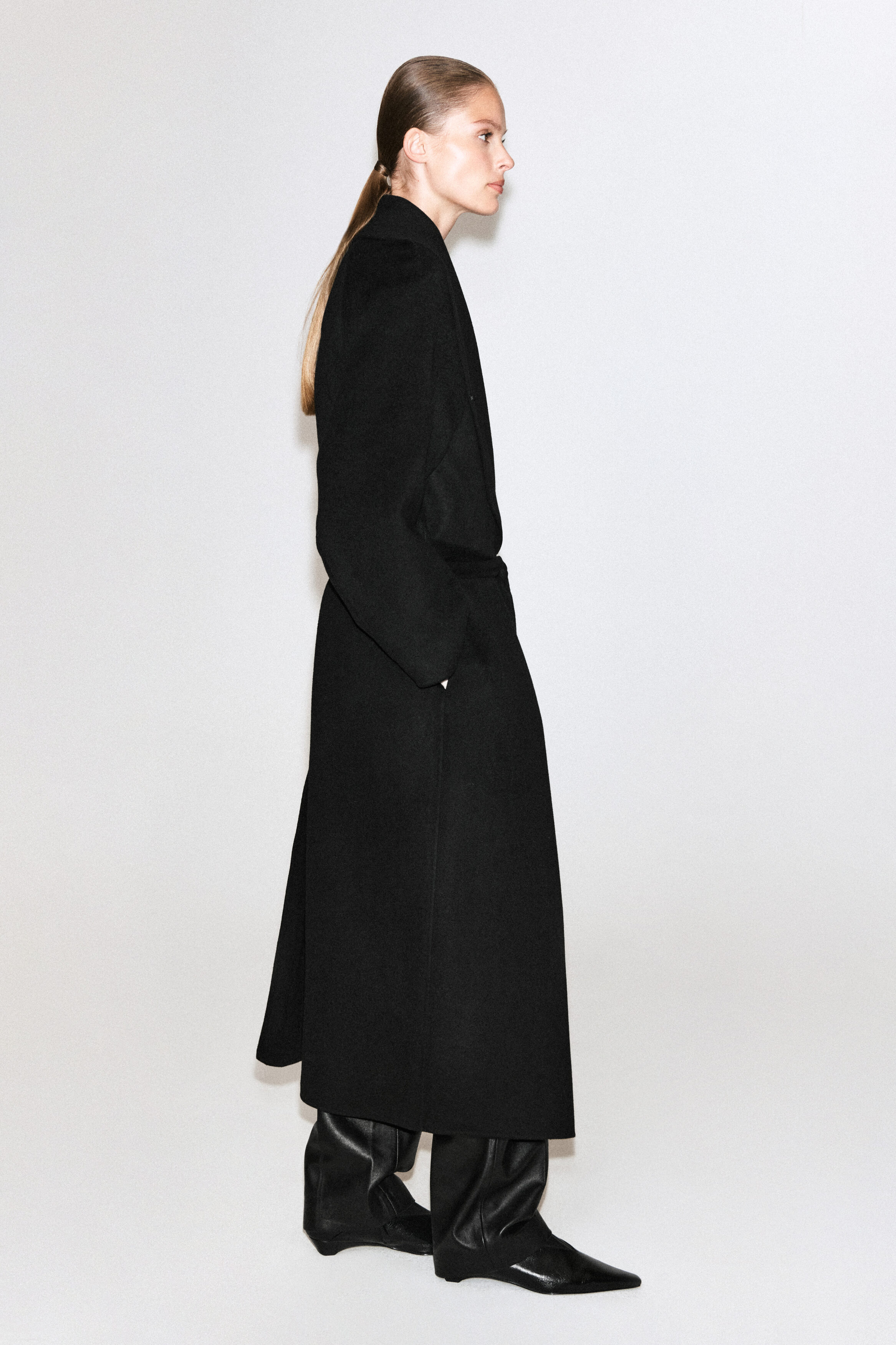 Jackal WOOL SOUTAIN COLLAR COAT サイズ1 DOUBLE-FACED WOOL SHAWL-COLLAR COAT - CARBON | COS US