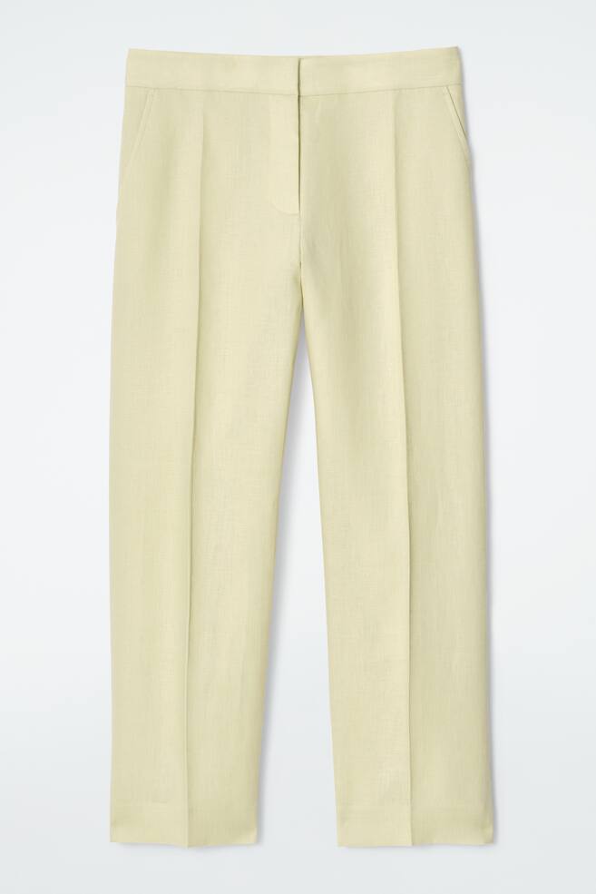 LINNEN SLIM-FIT BROEK - Botergeel - 1