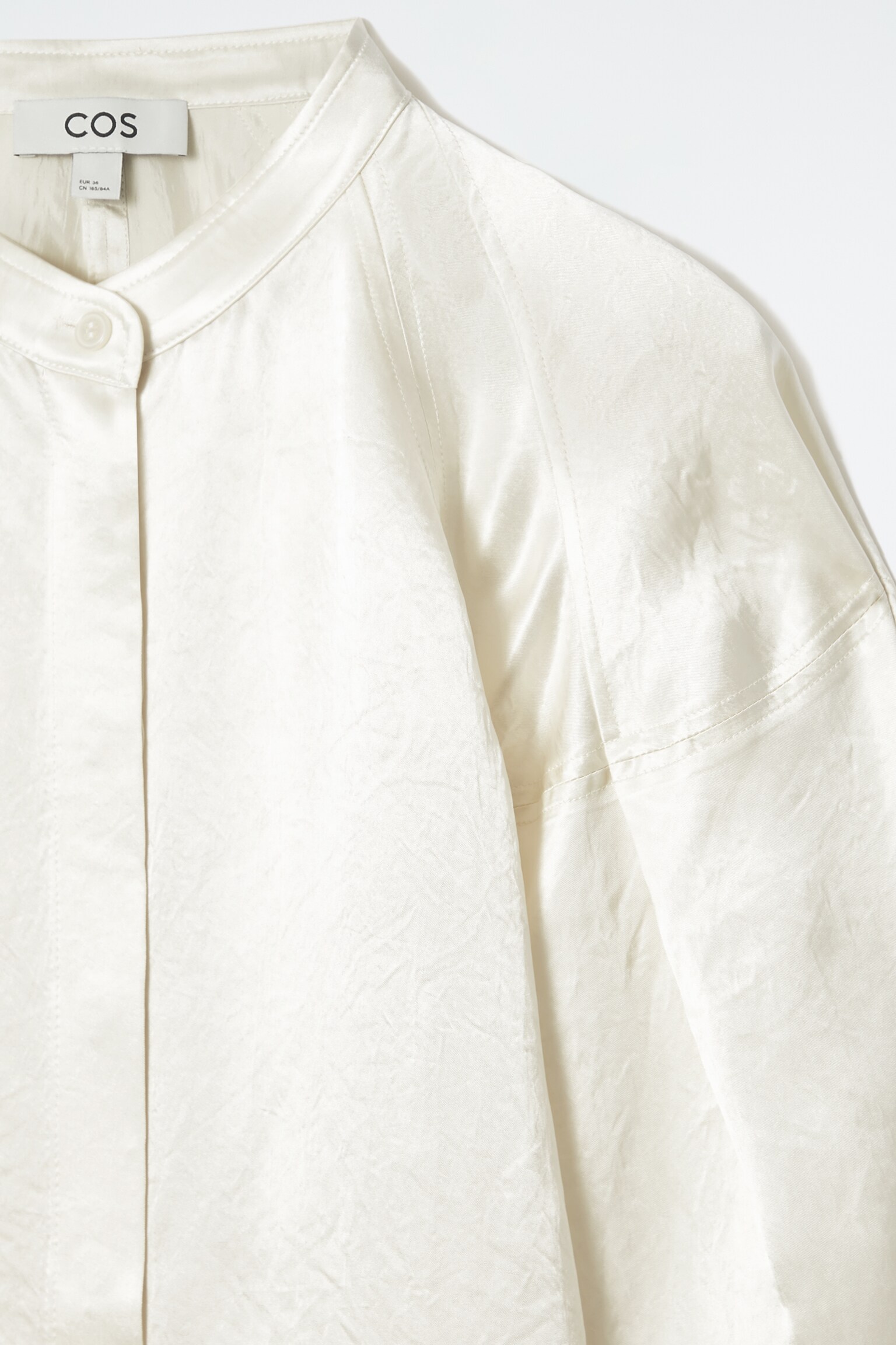 RELAXED PLEATED-DETAIL SATIN SHIRT - CHAMPAGNE - 2