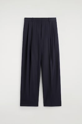 RELAXED TWILL WIDE-LEG PANTS — NAVY 5