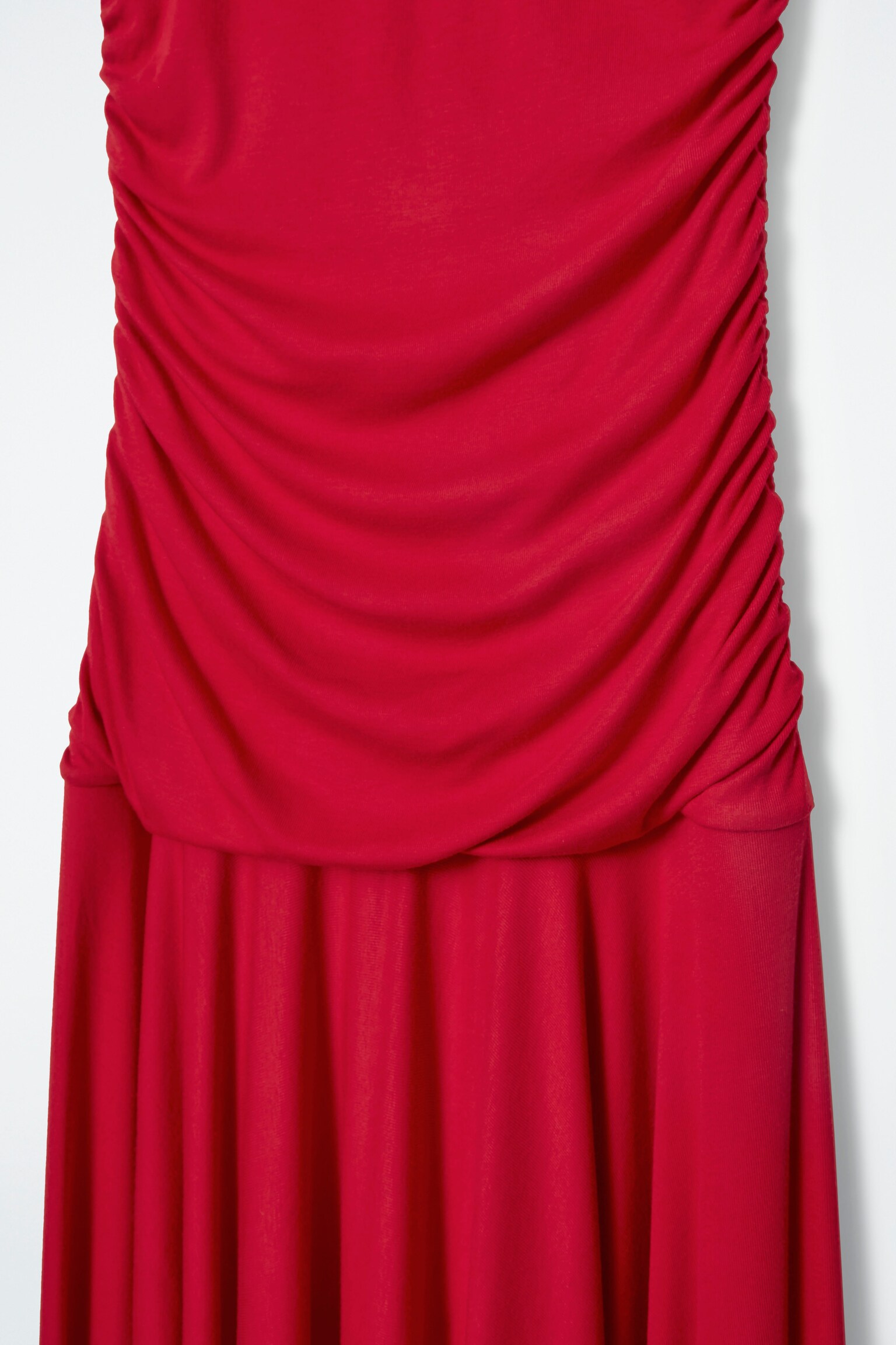 RUCHED MAXI DRESS - RED/BLACK - 2