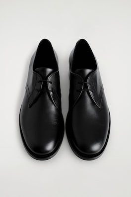 LEATHER DERBY SHOES — BLACK 1